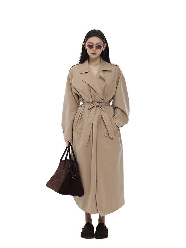 itsdinn Khaki Curved Sleeve Double Breasted Women&