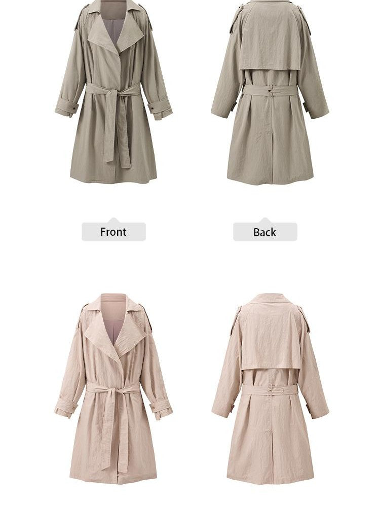 itsdinn Pleated Textured Lapel Tie Belt Women&