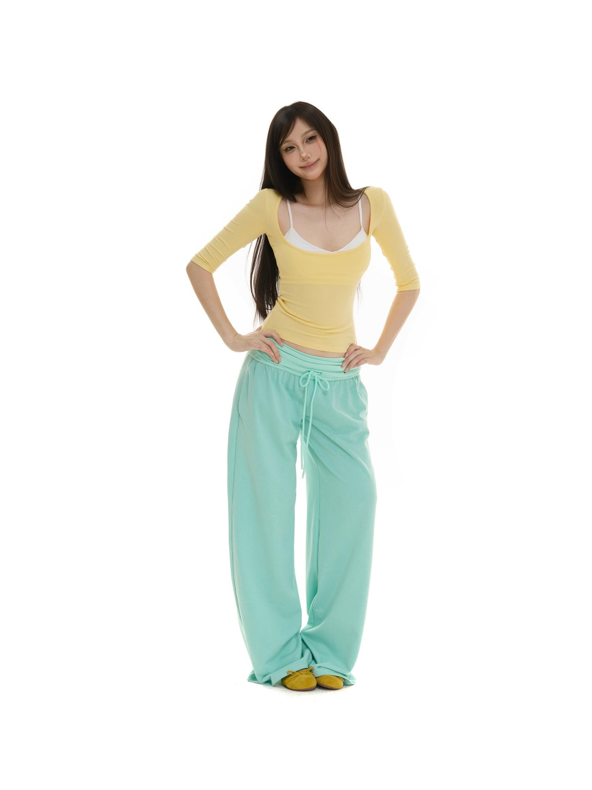 itsdinn Retro Low Rise Drawstring Patchwork Women&