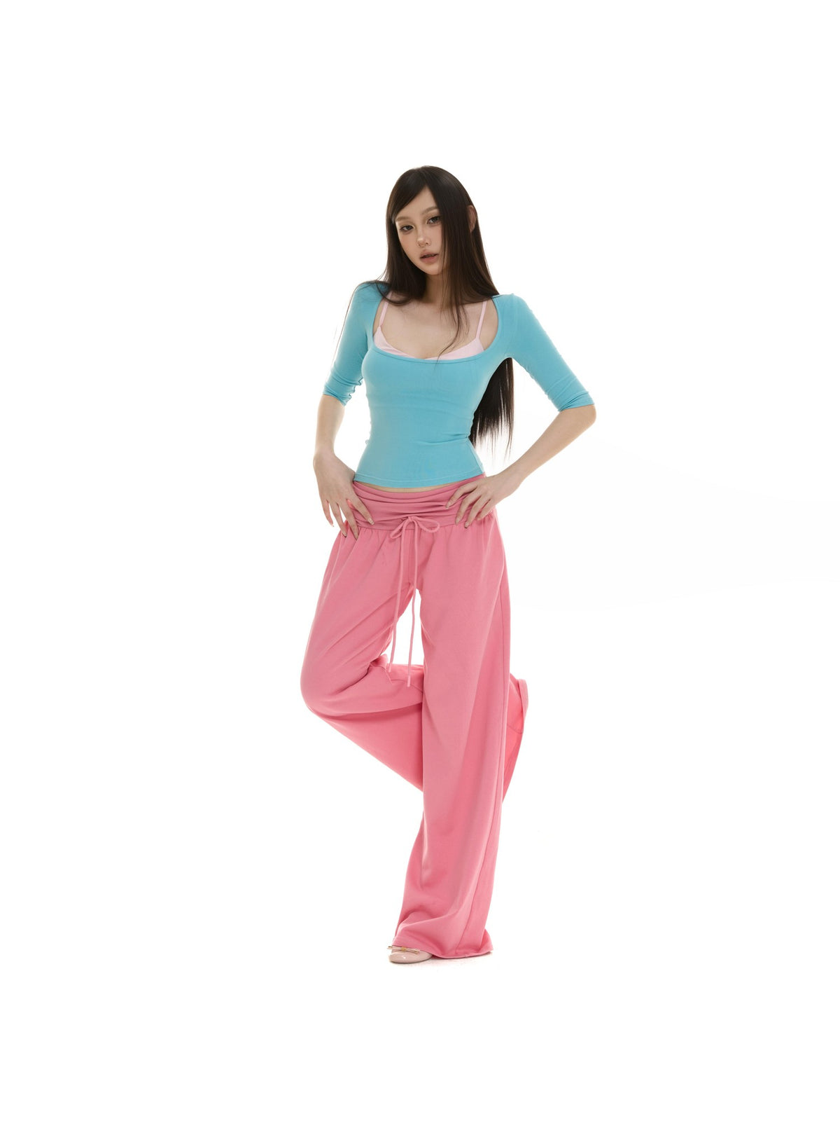 itsdinn Retro Low Rise Drawstring Patchwork Women&