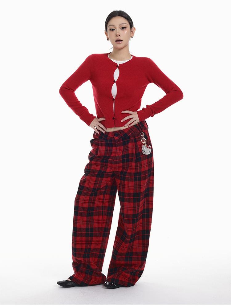 itsdinn Slouchy Cropped Crew Neck Mushroom Button Women&
