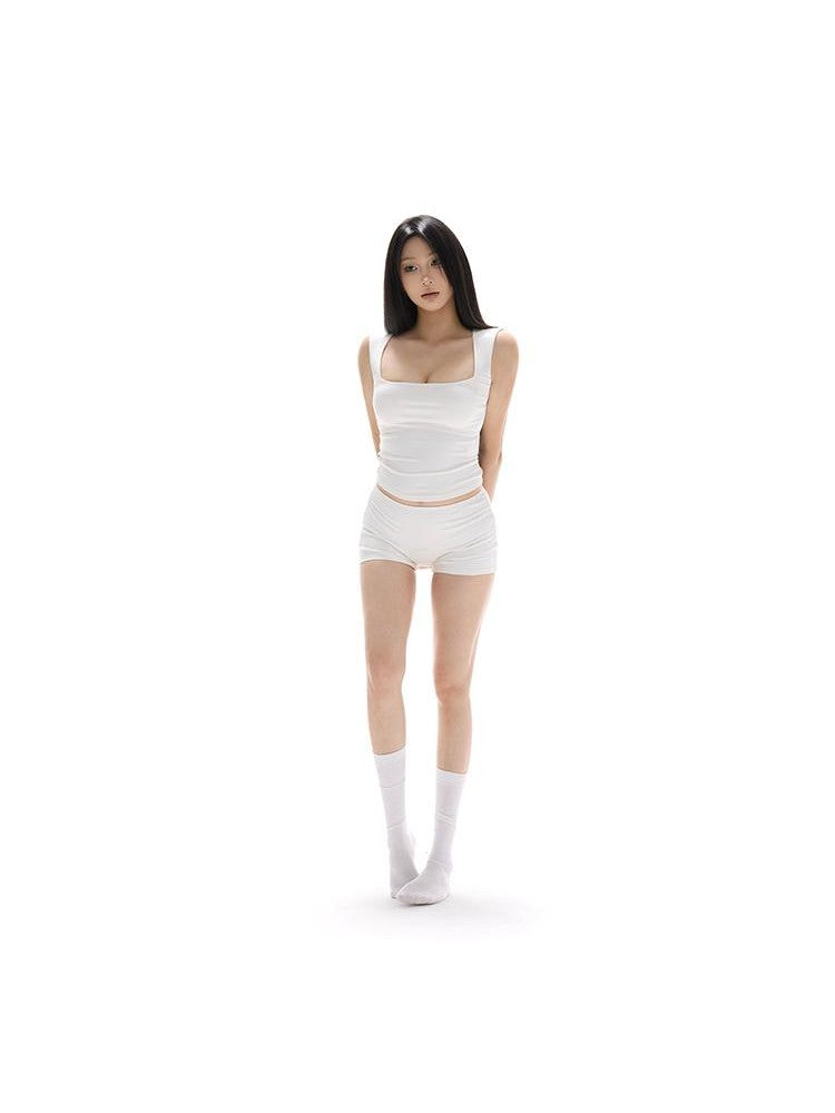 itsdinn Solid Backless Wide Strap Antibacterial Slim Fit Women&