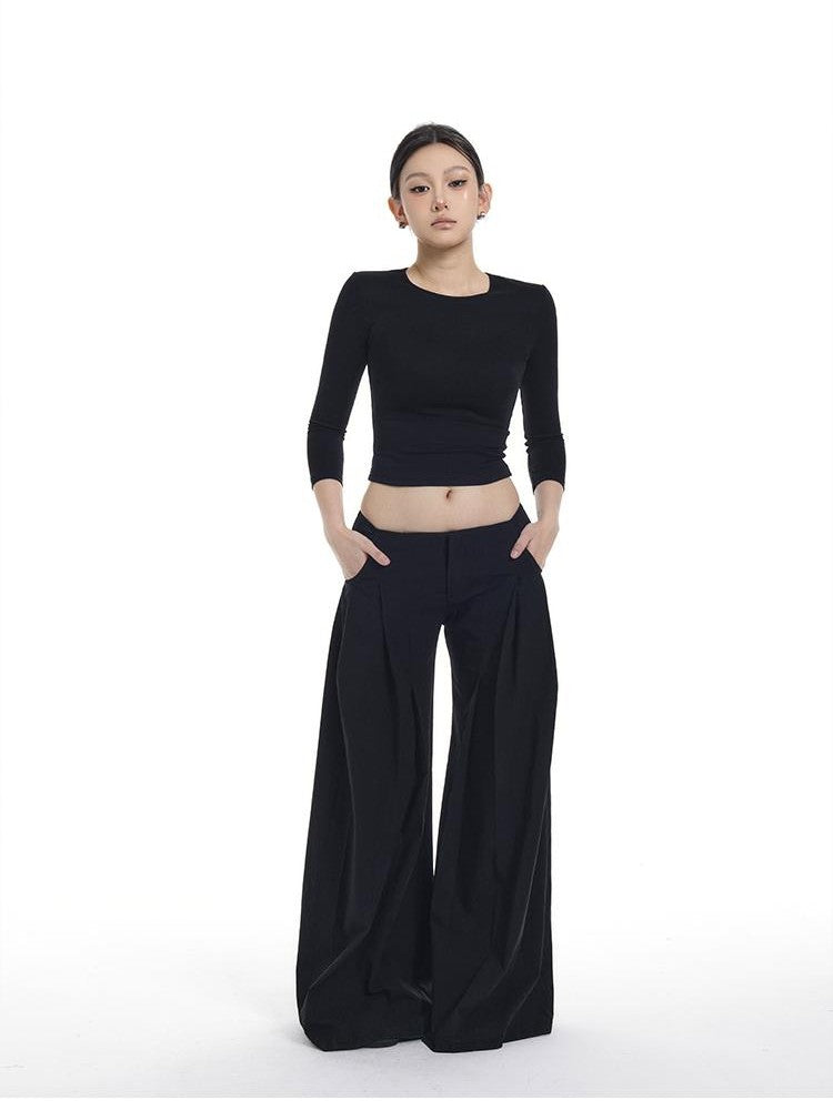 itsdinn Tri Color Crewneck Pocket Slim Fit Women&