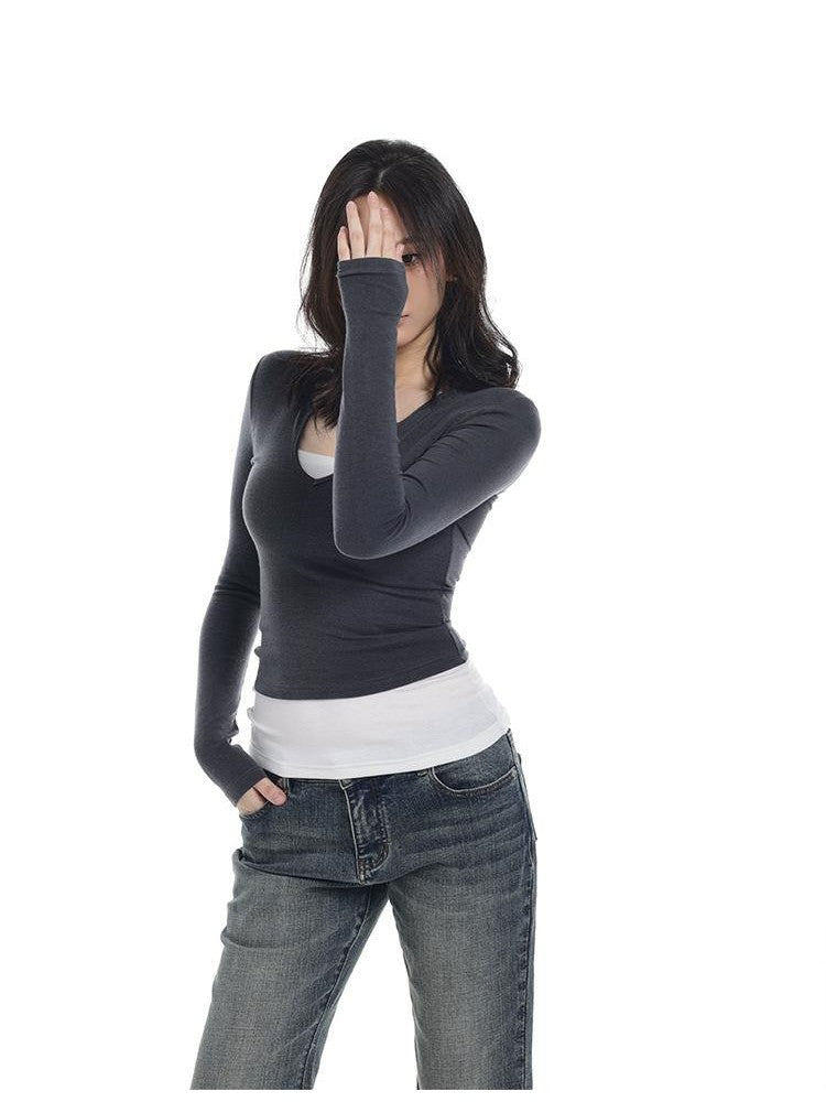itsdinn Tricolor Brushed Layered Women&