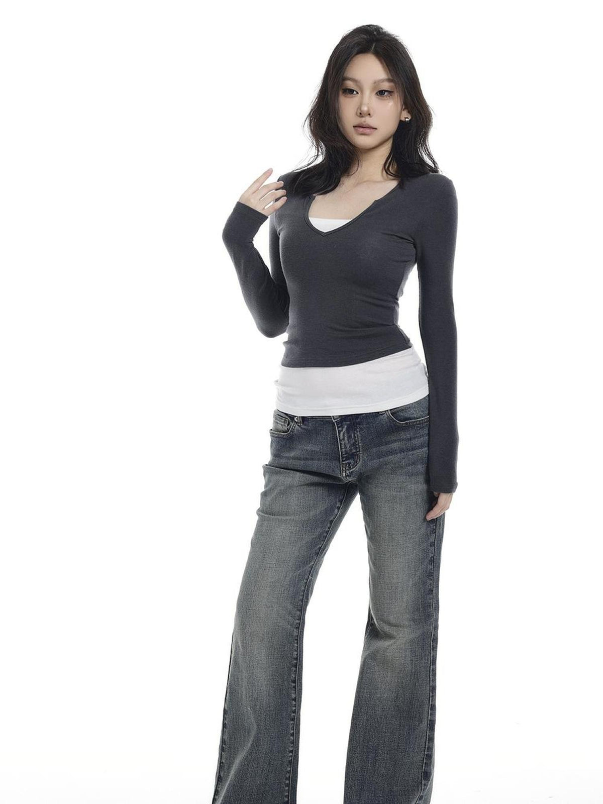 itsdinn Tricolor Brushed Layered Women&