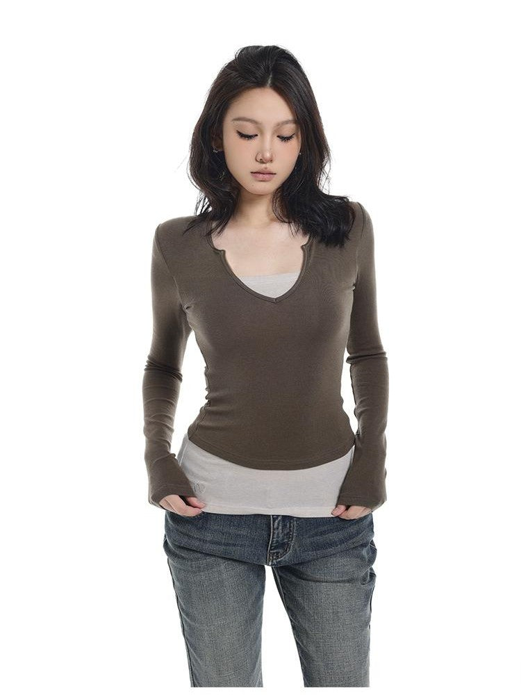 itsdinn Tricolor Brushed Layered Women&