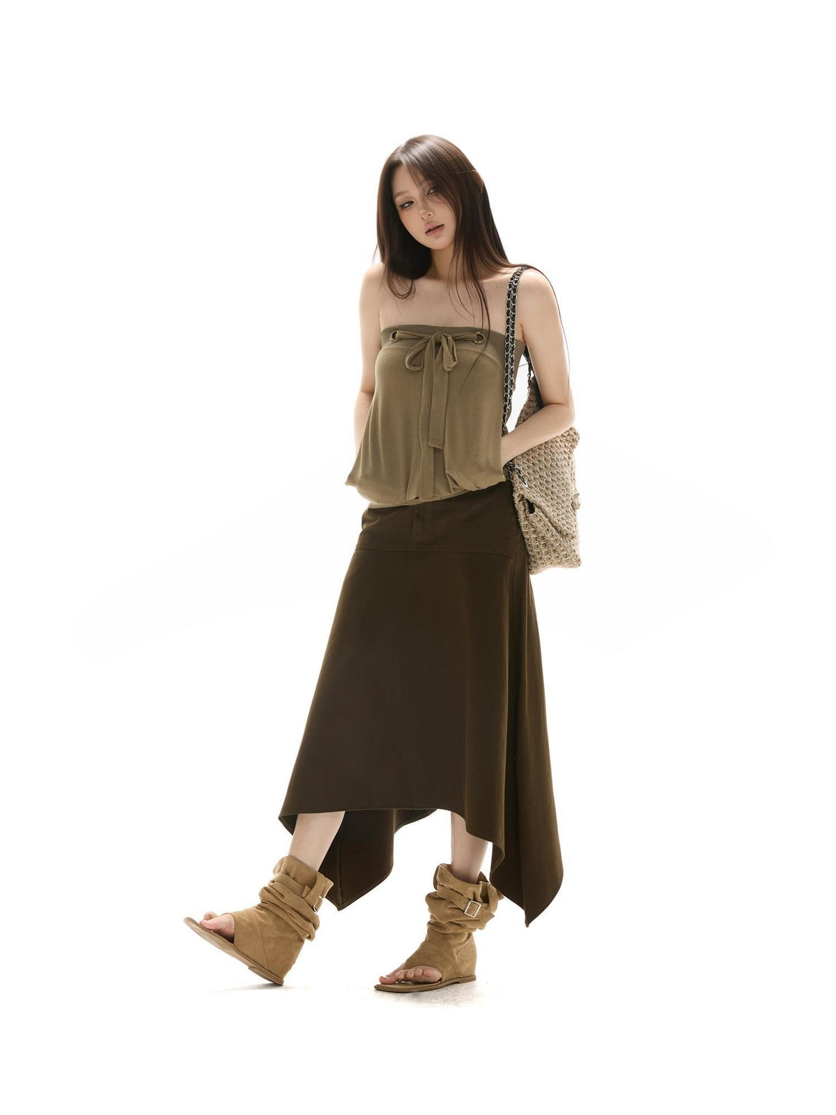 itsdinn Two Tone Asymmetric Oversized A Line Women&