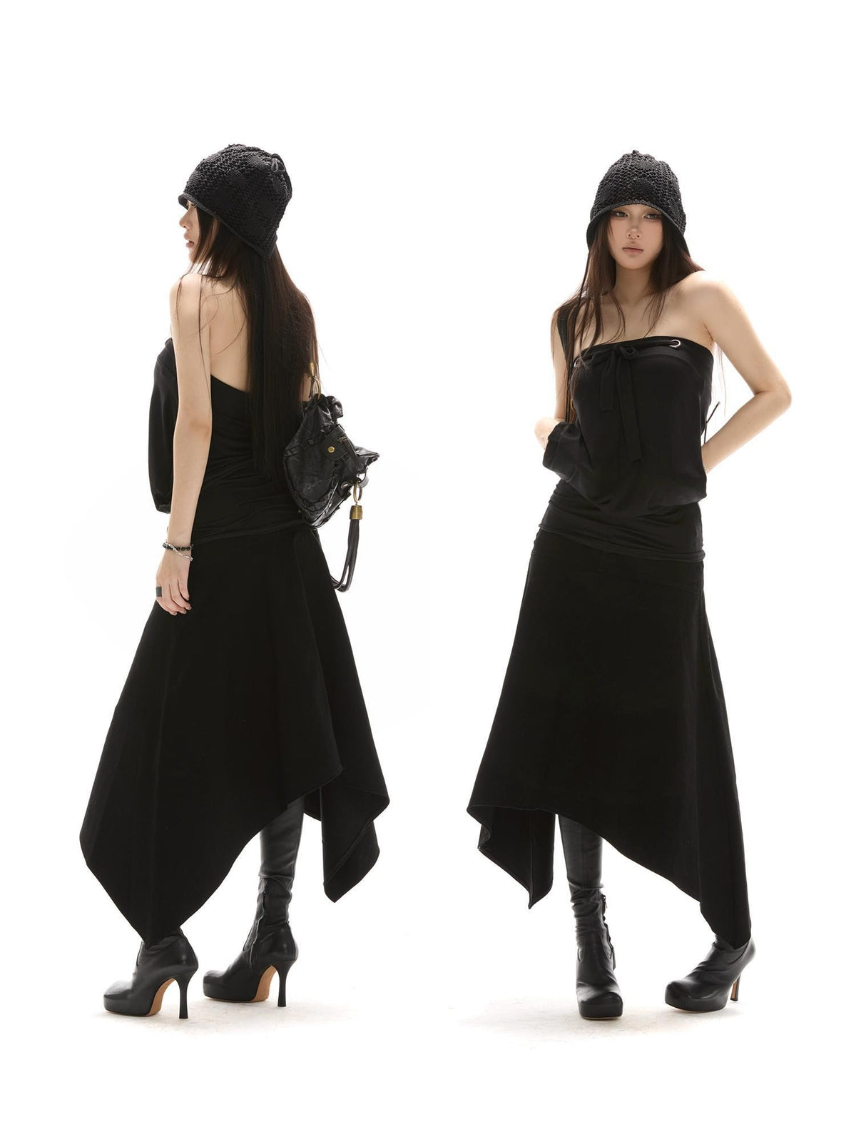itsdinn Two Tone Asymmetric Oversized A Line Women&