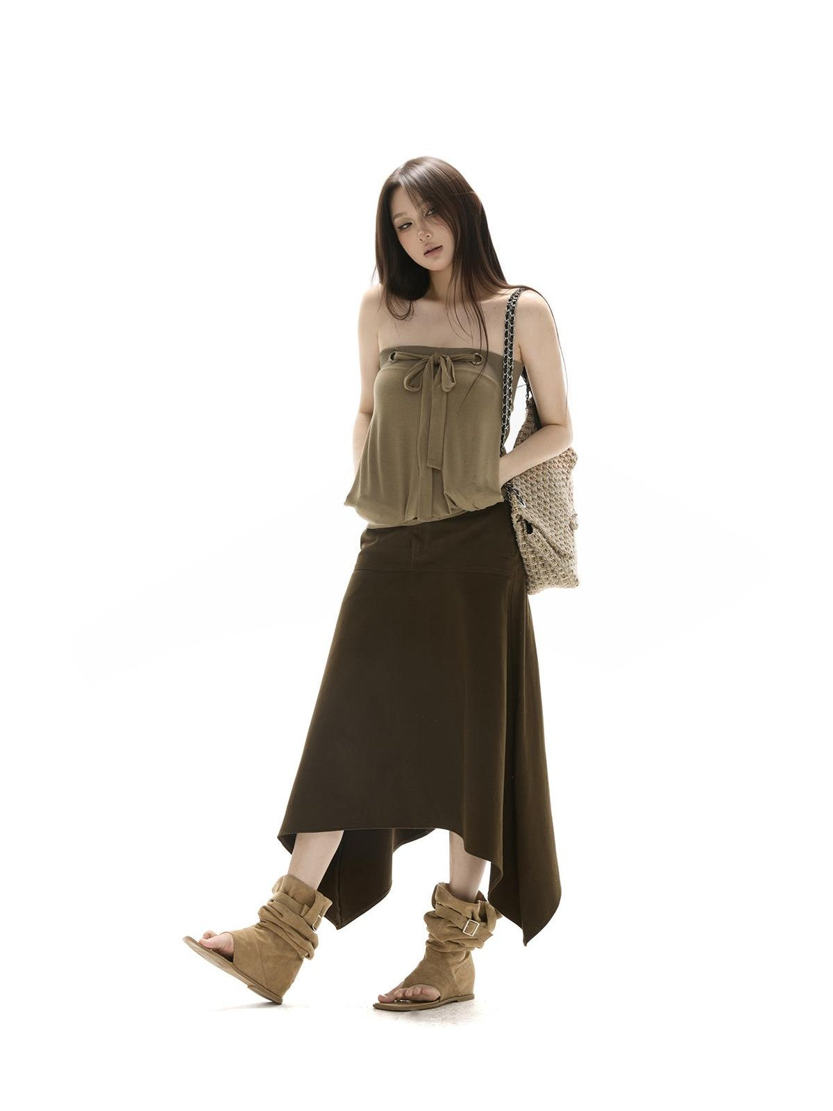 itsdinn Two Tone Asymmetric Oversized A Line Women&