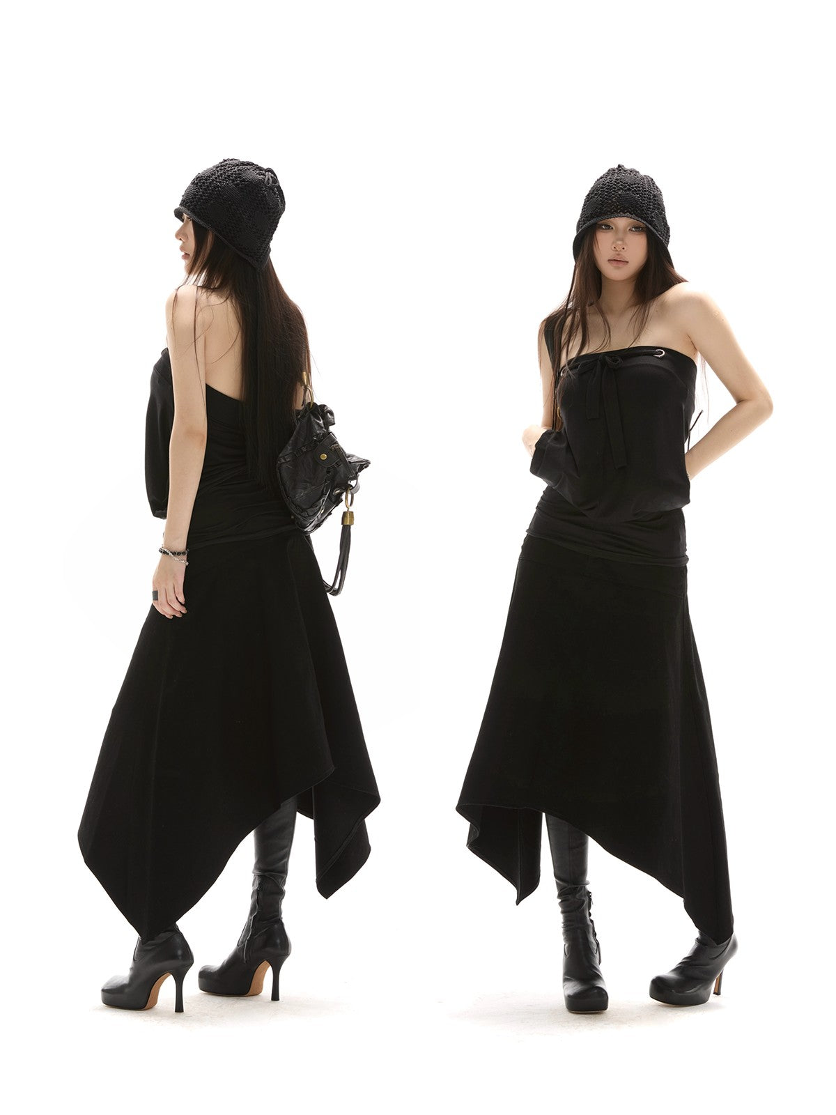 itsdinn Two Tone Asymmetric Oversized A Line Women&