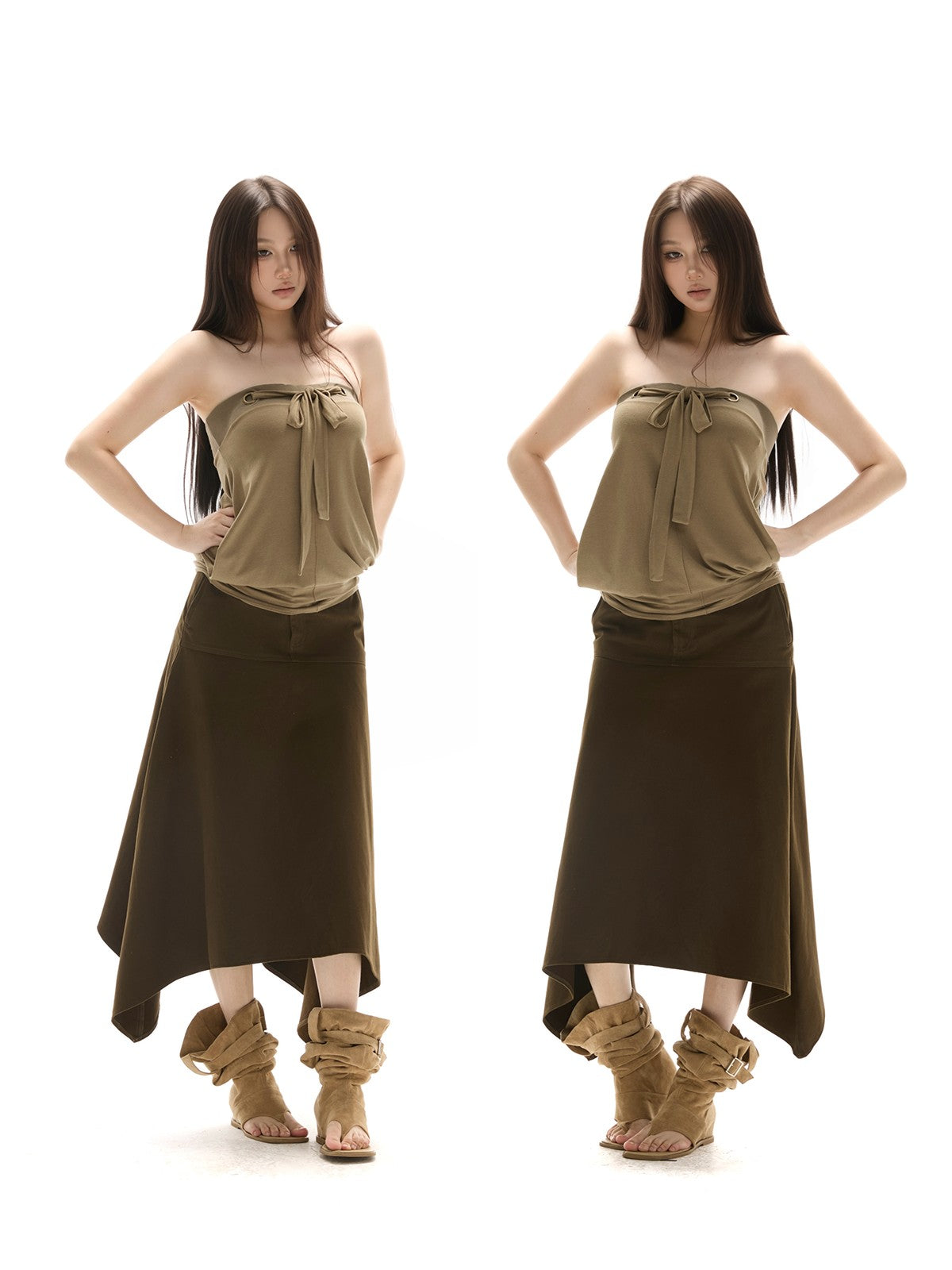 itsdinn Two Tone Asymmetric Oversized A Line Women&