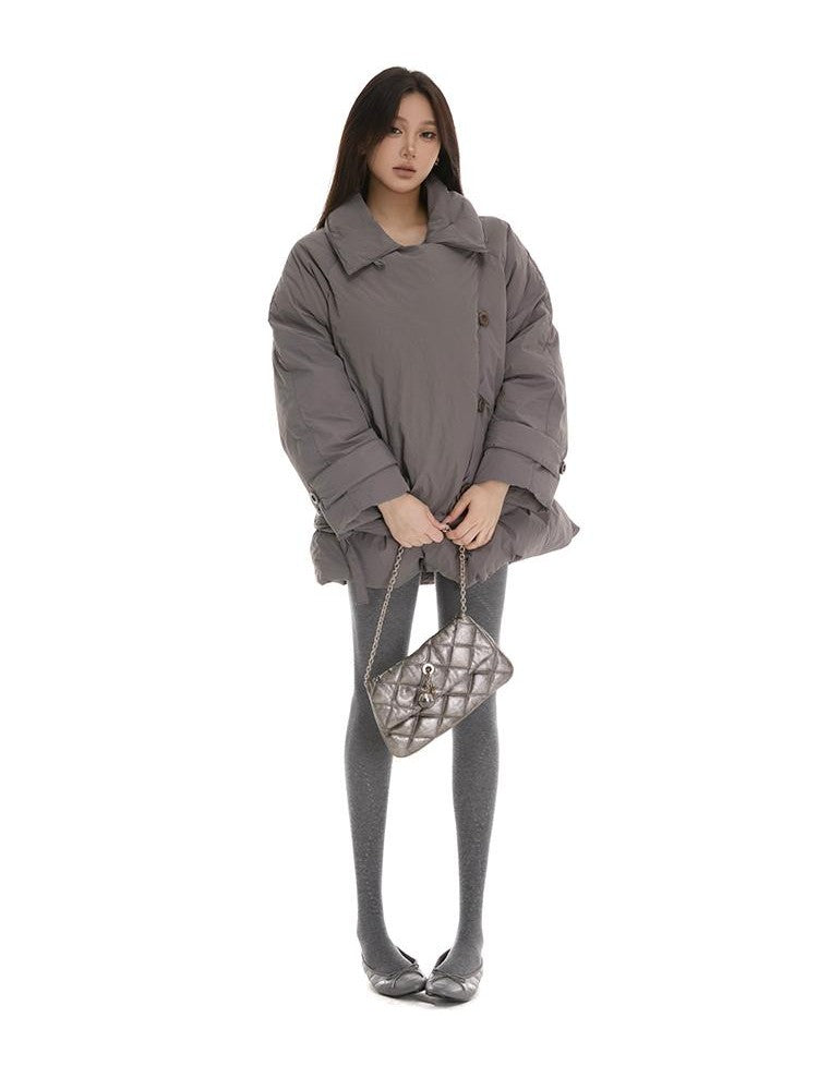 itsdinn Wood Tone High Collar Two Piece Women&