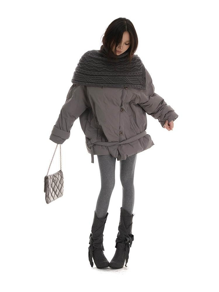 itsdinn Wood Tone High Collar Two Piece Women&