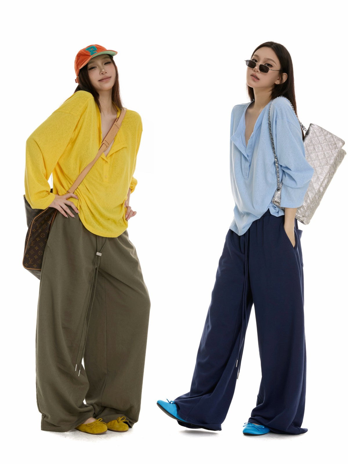 itsdinn Woven Drawstring Metal Buckle Elastic Waist Women&