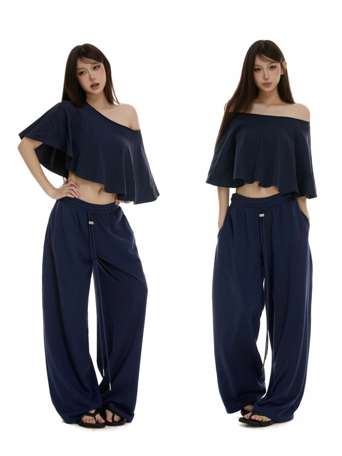 itsdinn Woven Drawstring Metal Buckle Elastic Waist Women&