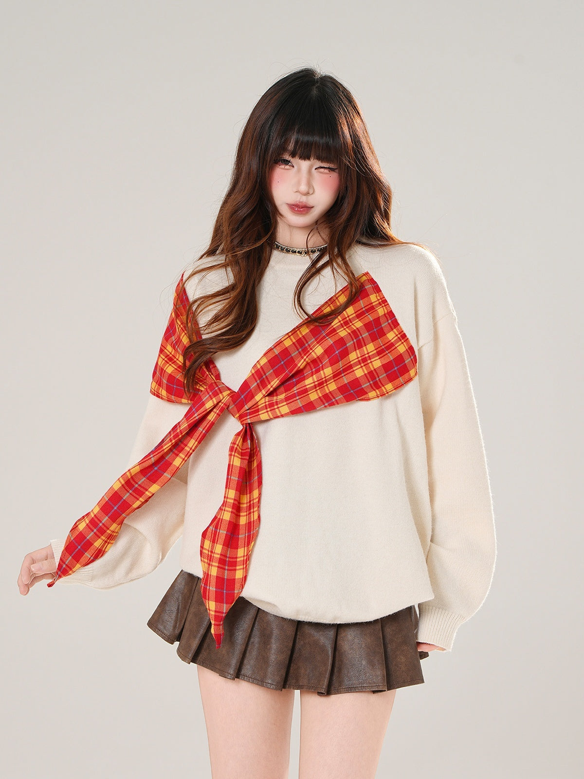 kelly_kitty_Artistic_Checked_Loose_Fit_Women&
