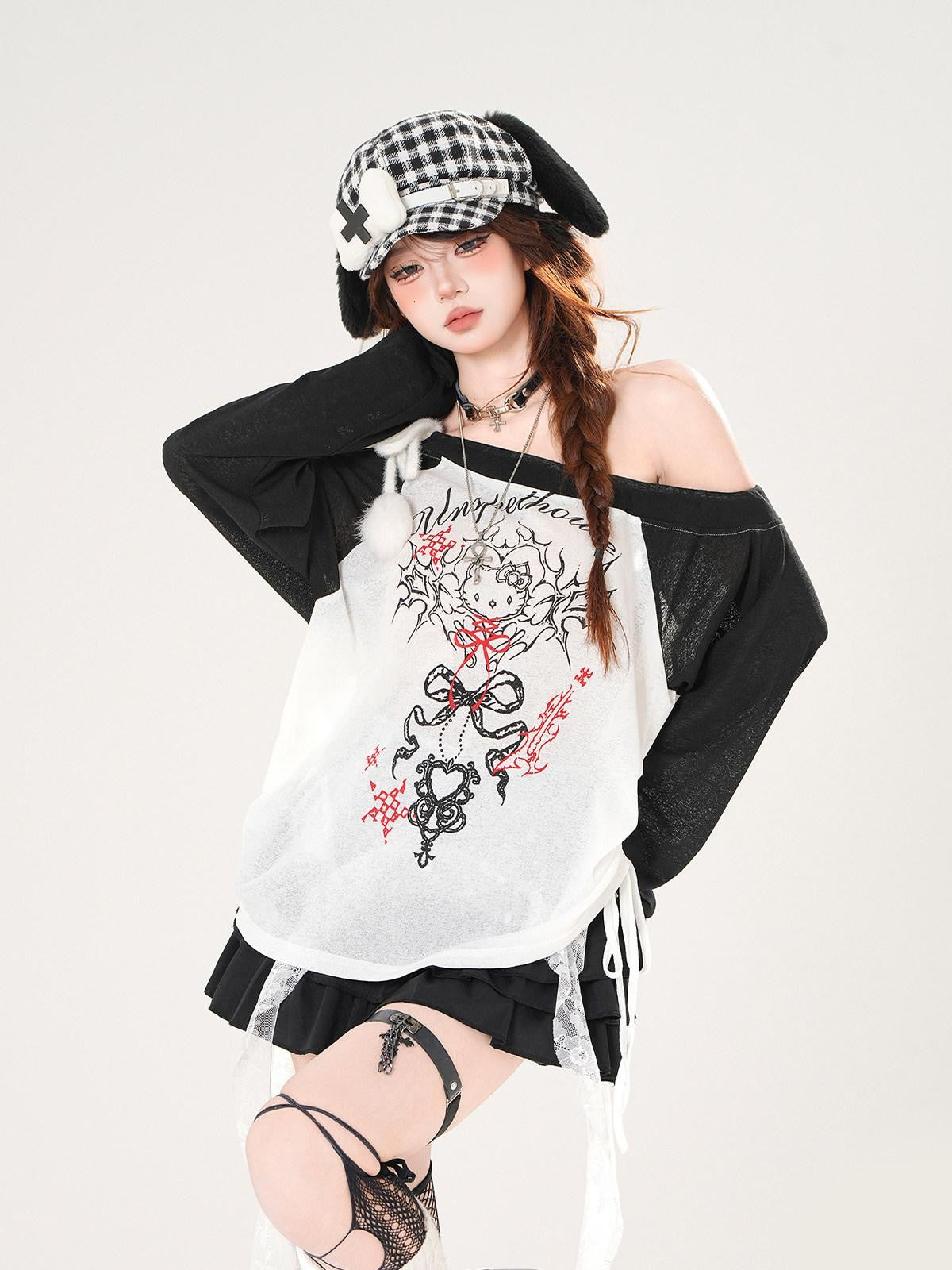 kelly kitty Asymmetric Shoulder Uv Coverup Loose Slim Women&