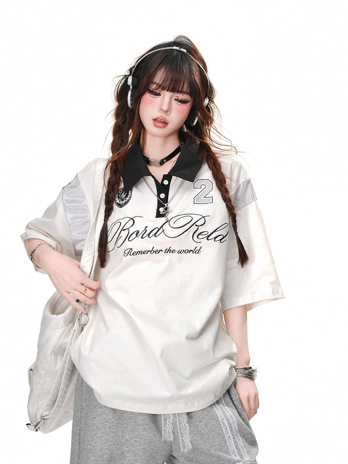 kelly kitty Black Preppy Sport Short Sleeve Slimming Women&