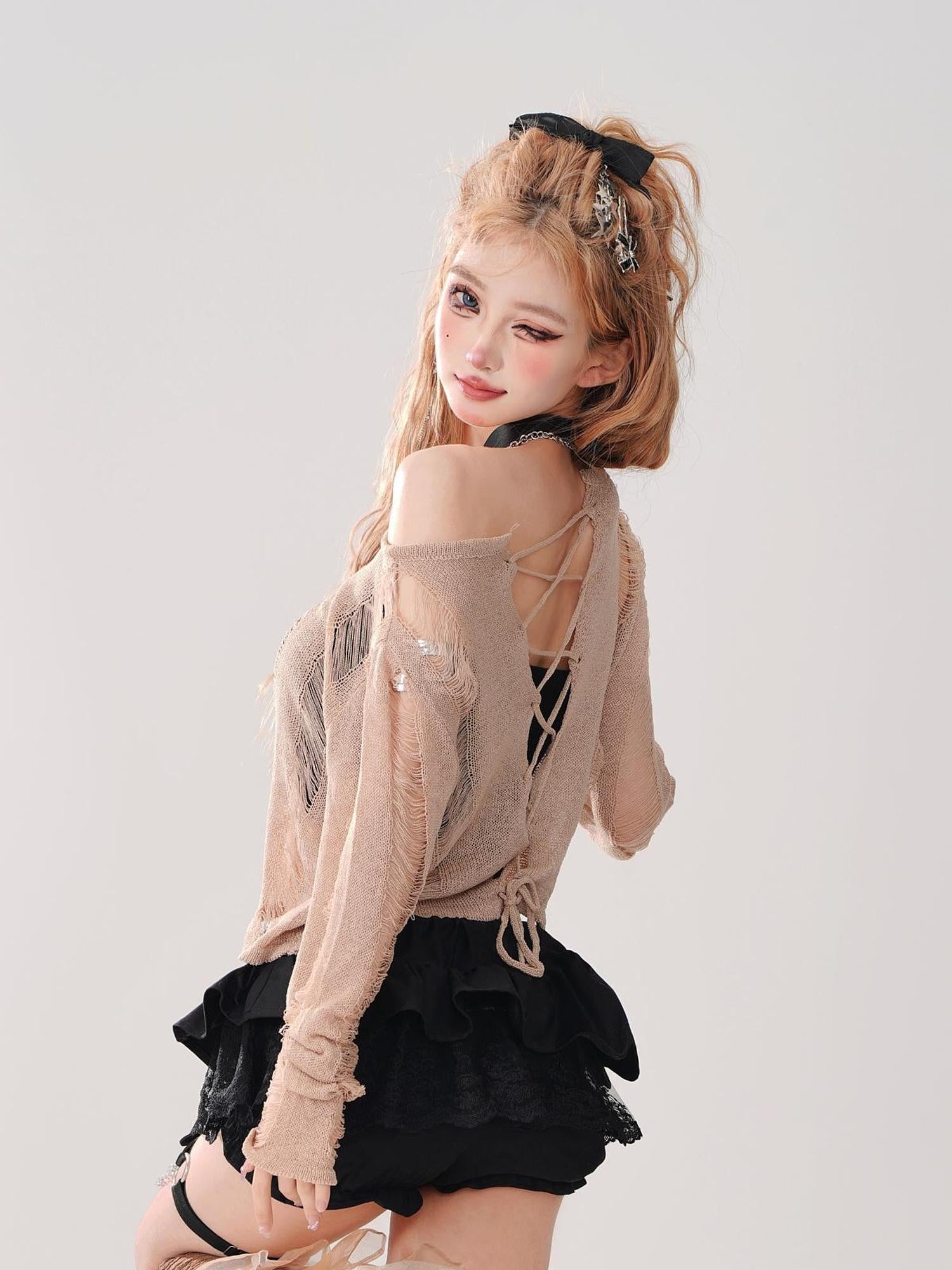 kelly kitty Cutout Asymmetric Cropped Street Women&