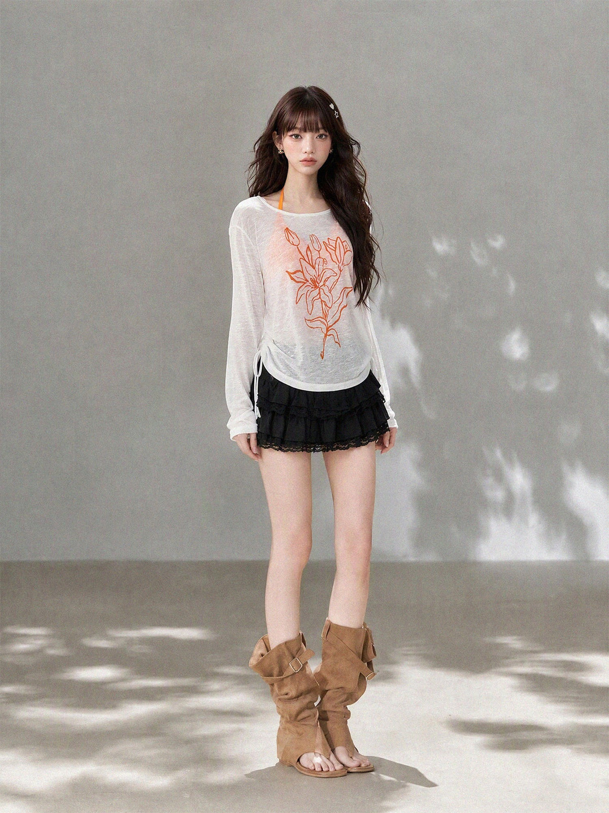 kelly kitty Halter Layered Floral Loose Fit Women&