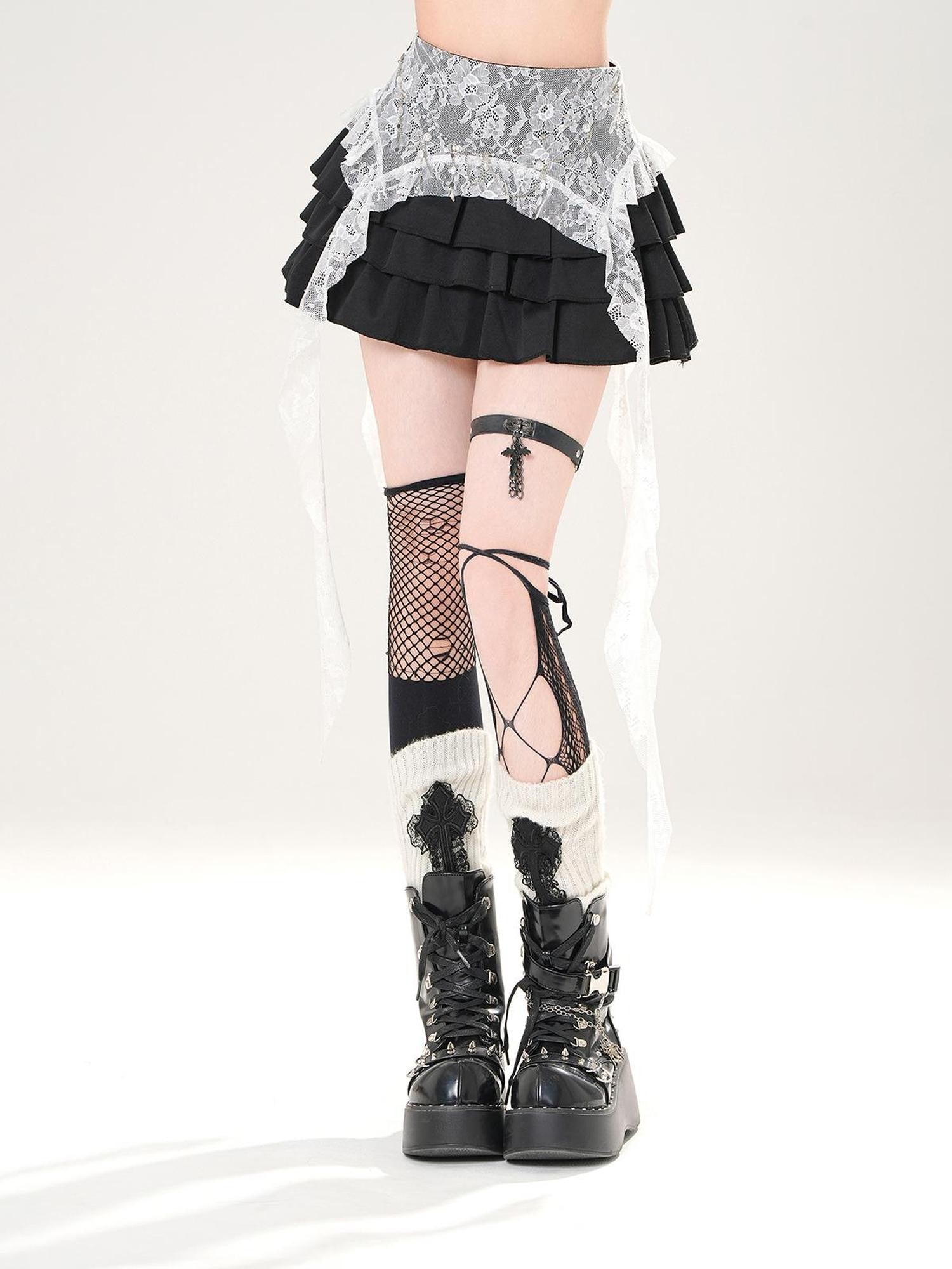 kelly kitty Leggy Lace Mid Waist Casual Standard Women&