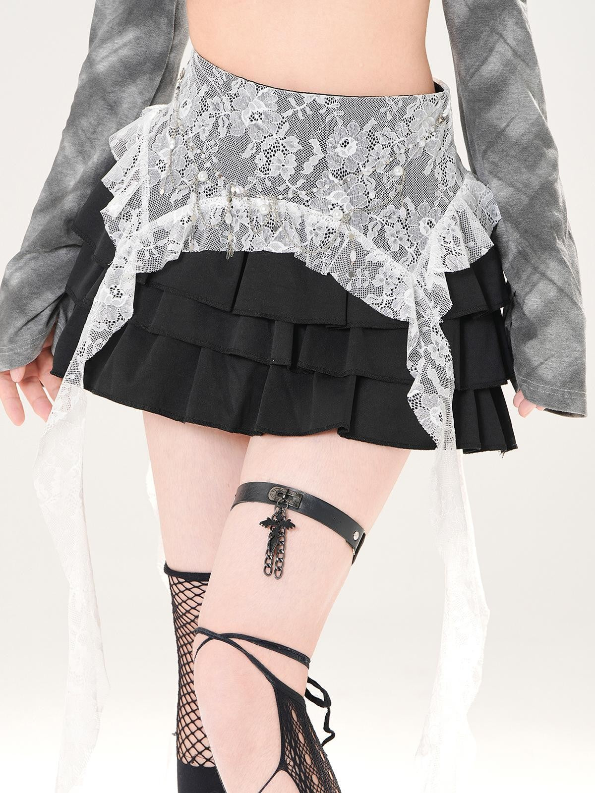 kelly kitty Leggy Lace Mid Waist Casual Standard Women&