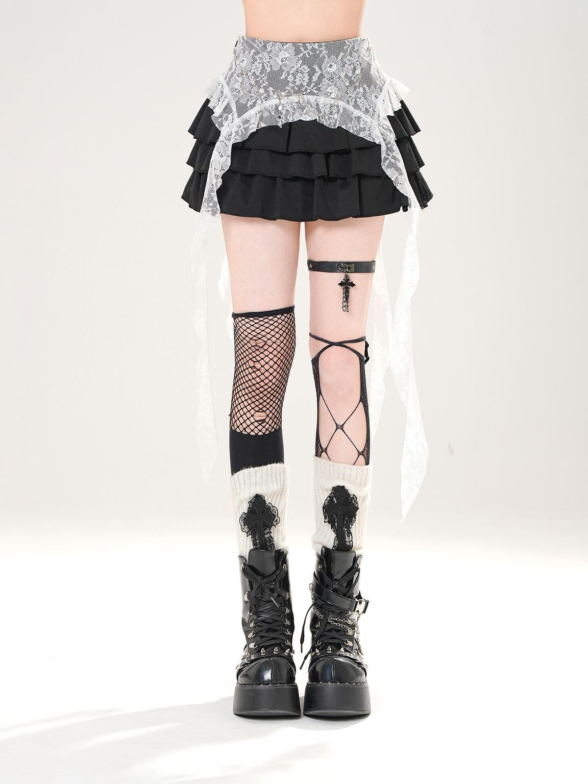 kelly kitty Leggy Lace Mid Waist Casual Standard Women&