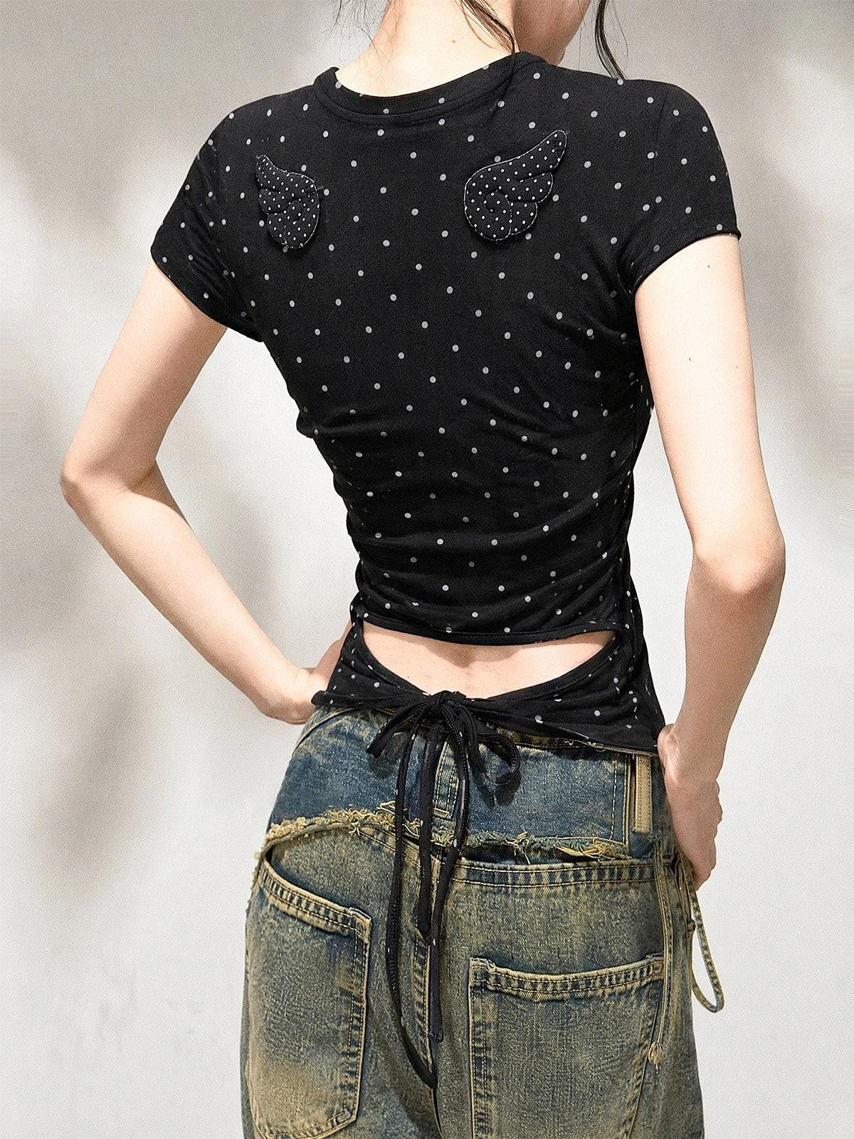 kelly kitty Polka Dot Embroidered Korean Women&