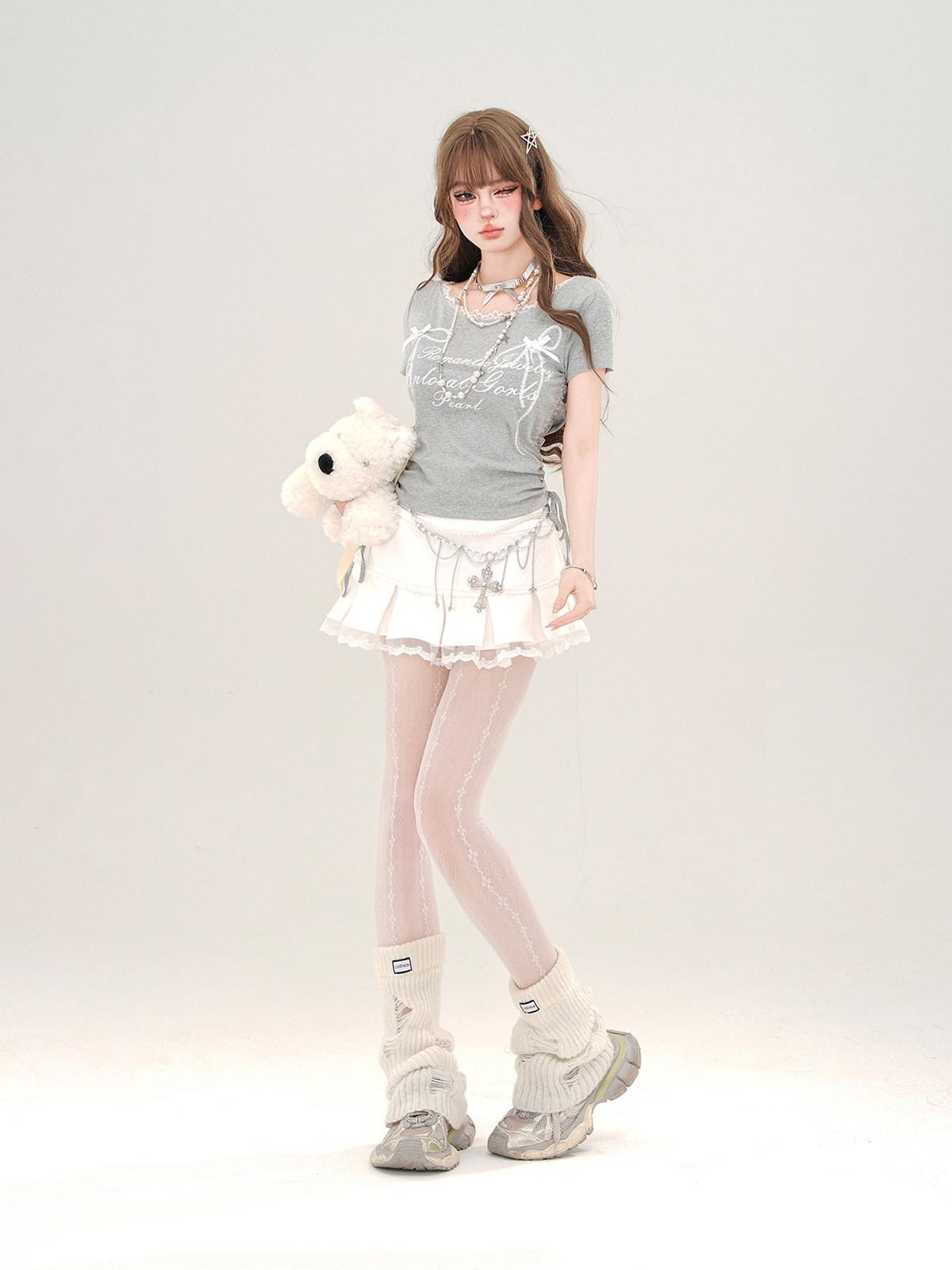 kelly kitty Rebellious Sexy Lace Drawstring Cropped Slim Women&