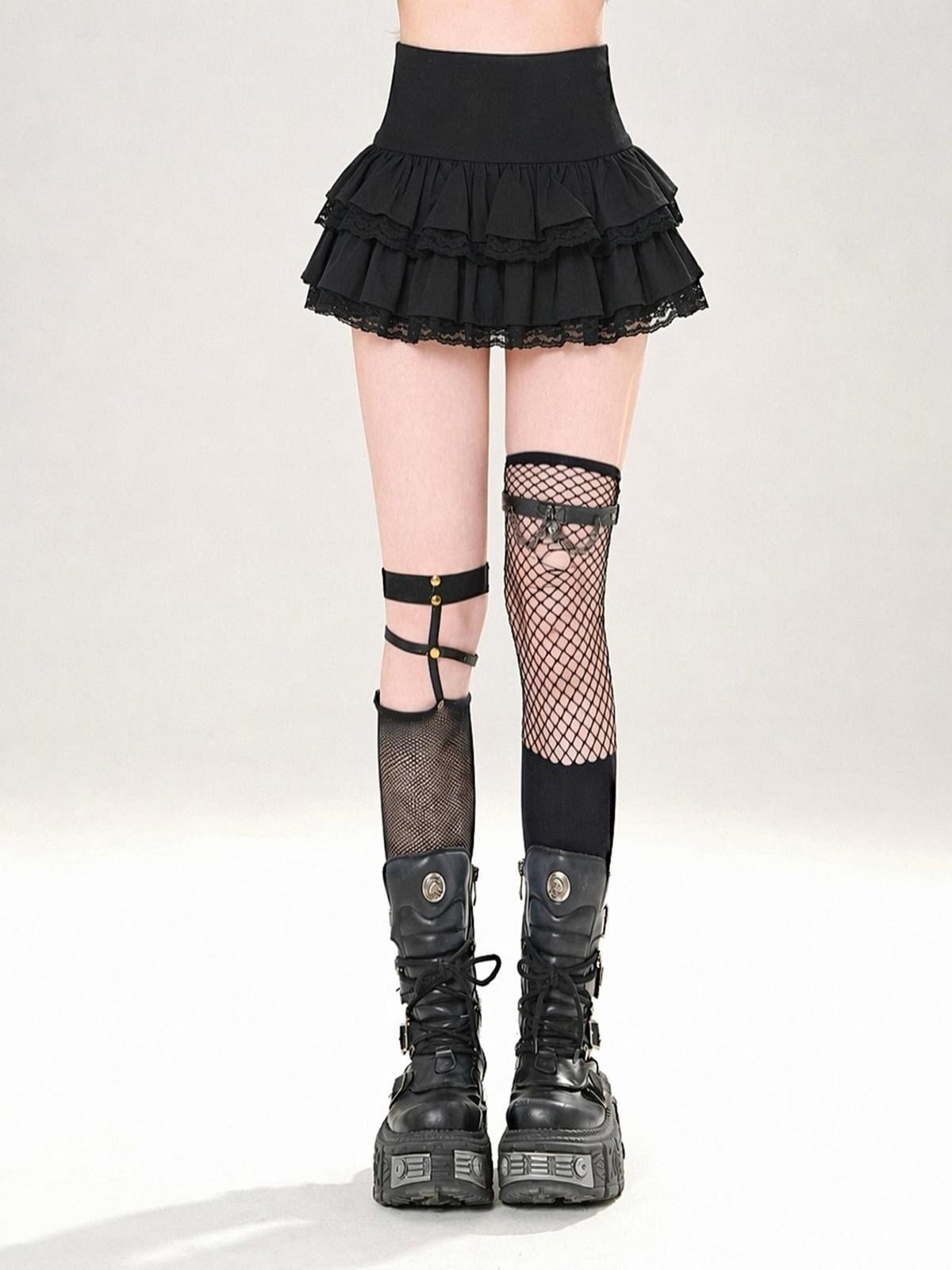 kelly kitty Ruffled Layered Lace High Waist Women&