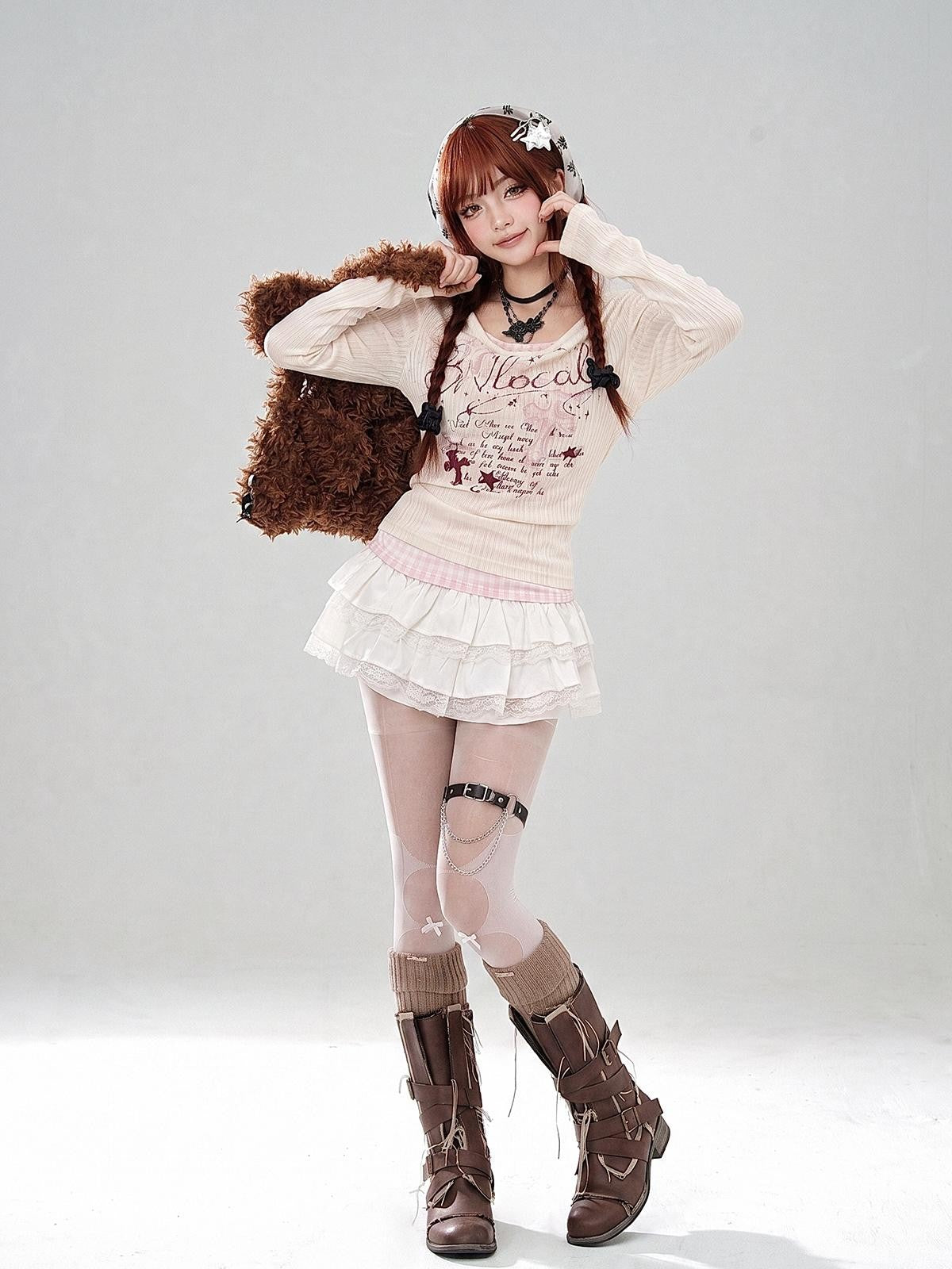 kelly kitty Ruffled Layered Lace High Waist Women&