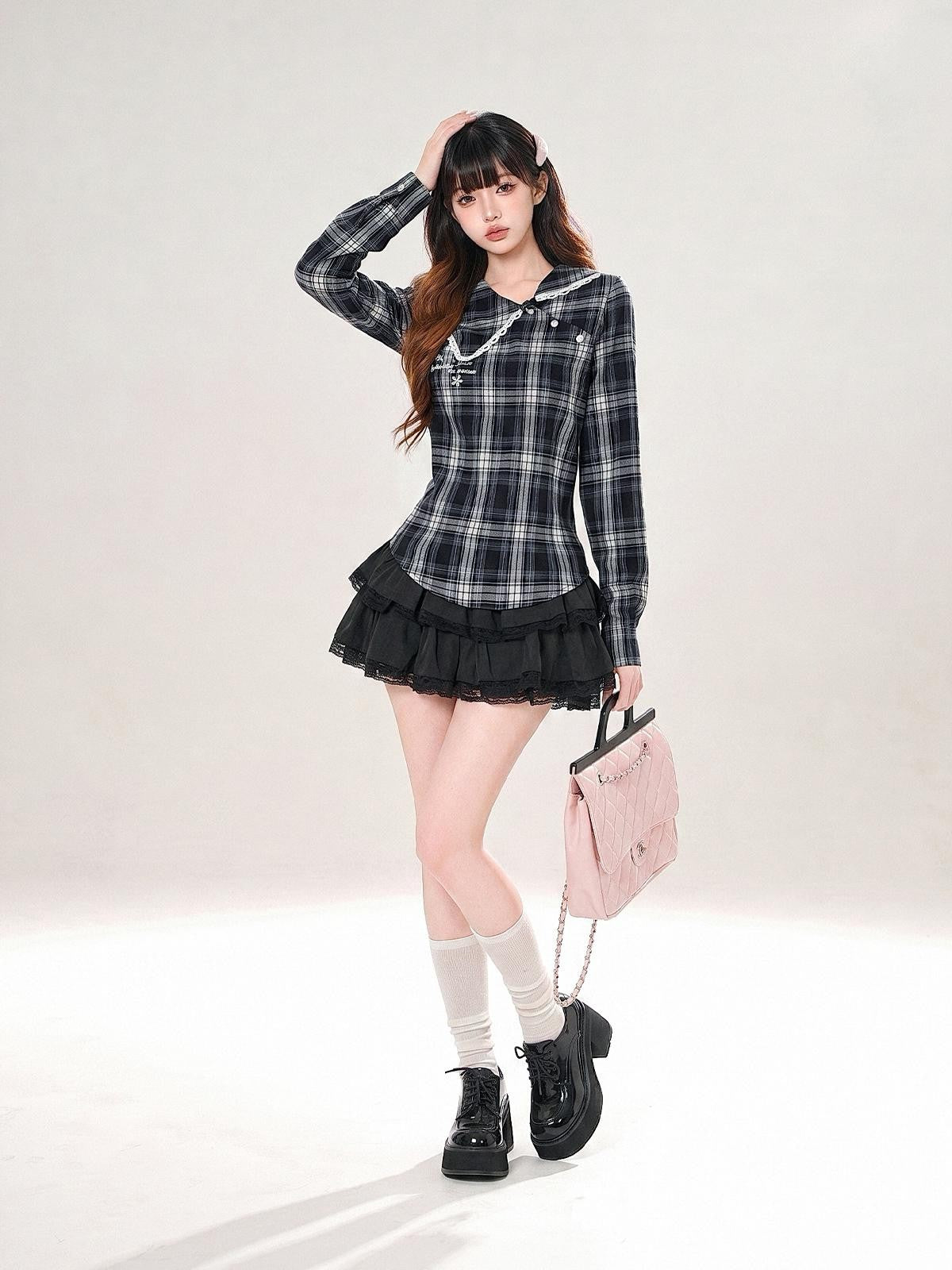kelly kitty Ruffled Layered Lace High Waist Women&