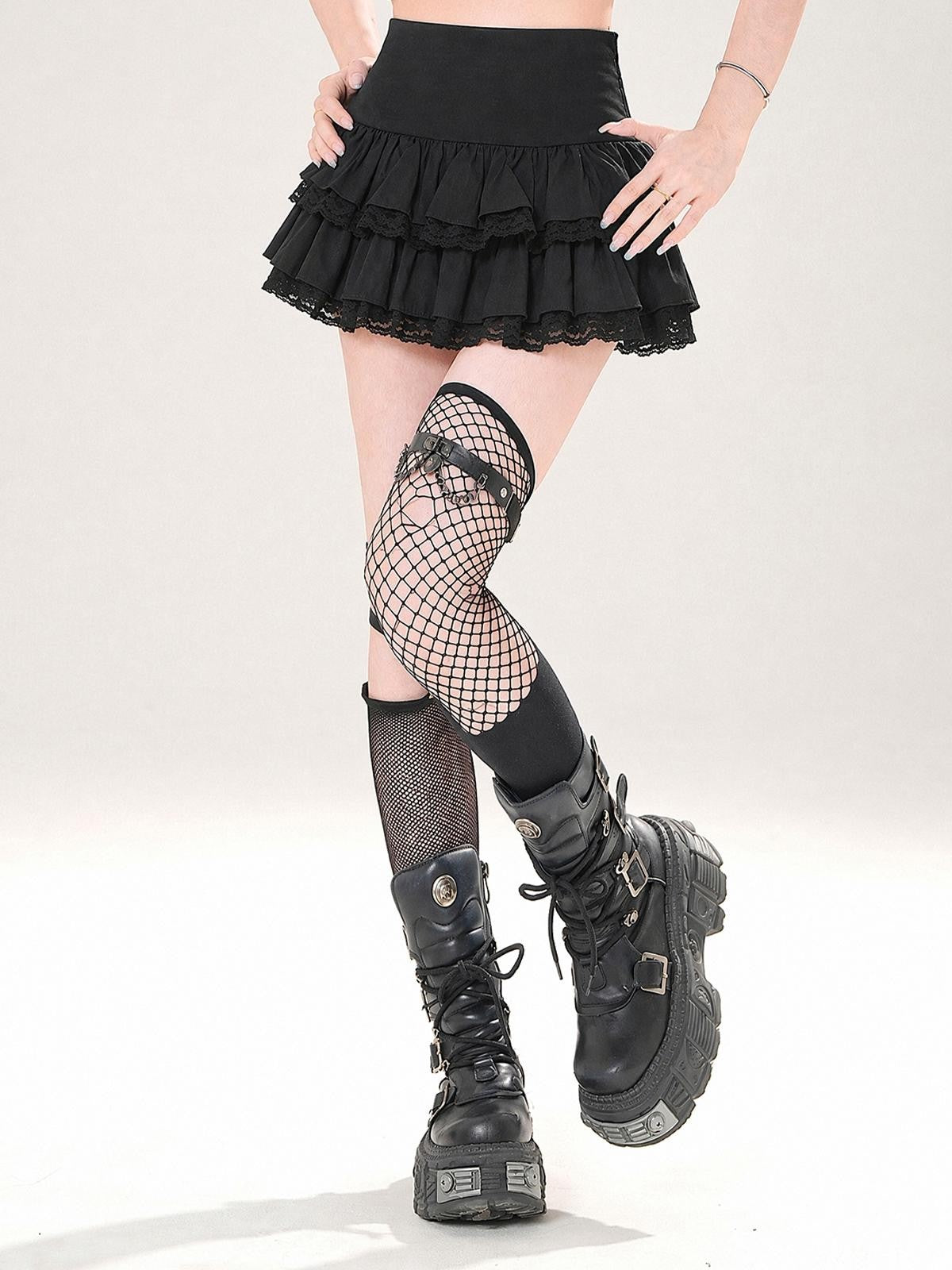 kelly kitty Ruffled Layered Lace High Waist Women&
