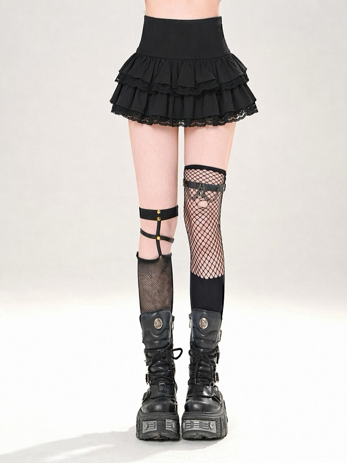 kelly kitty Ruffled Layered Lace High Waist Women&
