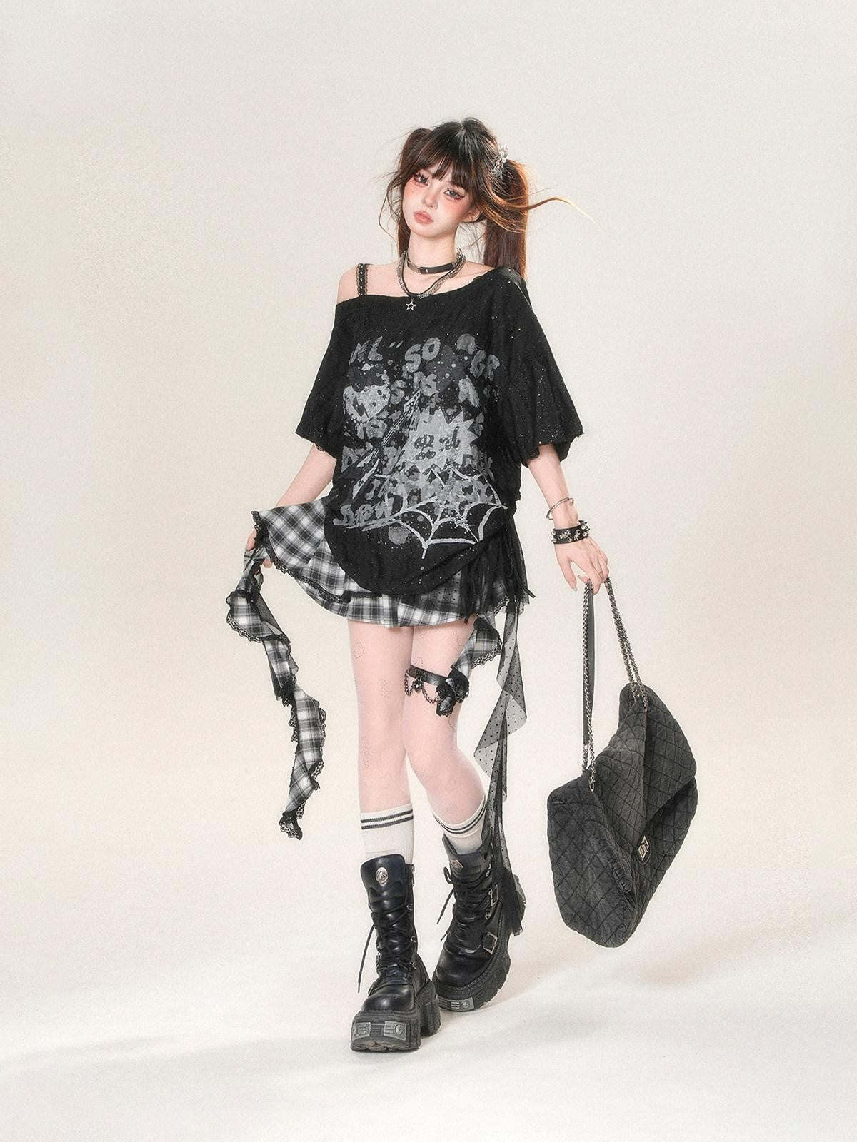 kelly kitty Street Graffiti One Shoulder Women&
