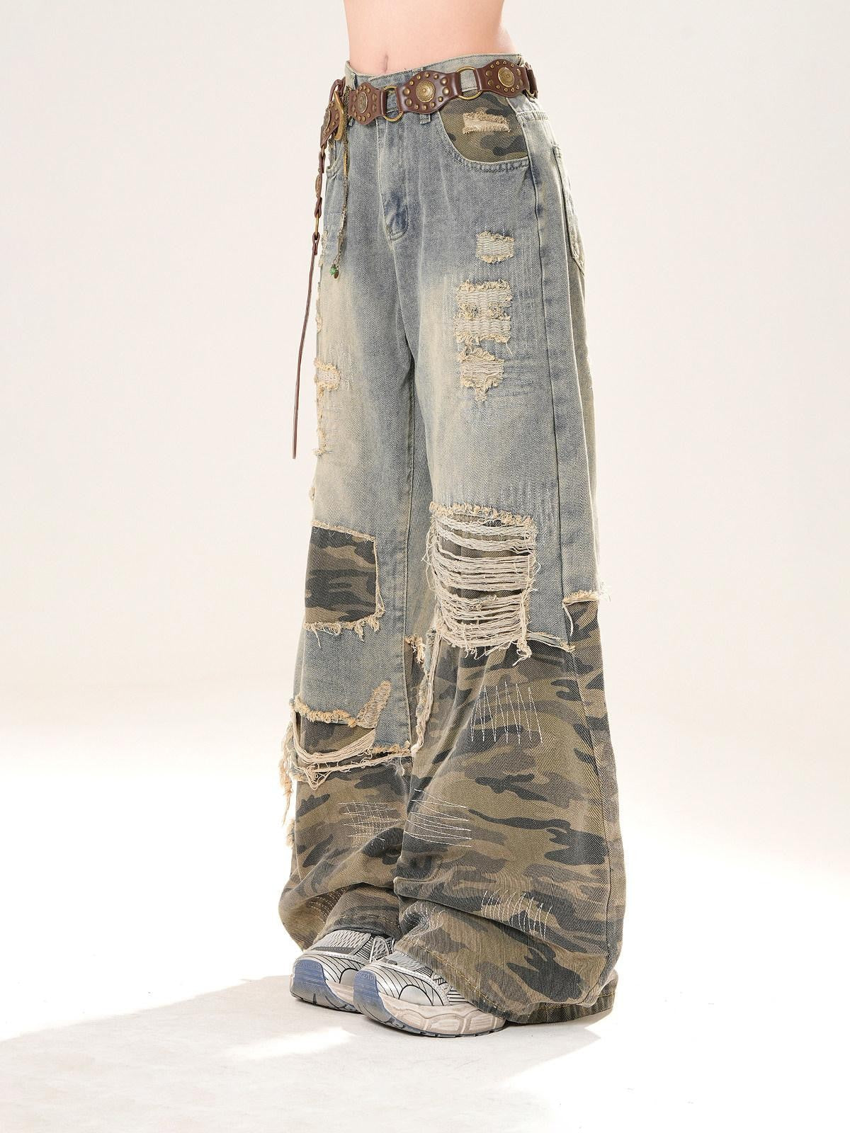 kelly kitty Sydney Street Distressed Camouflage Ripped Women&