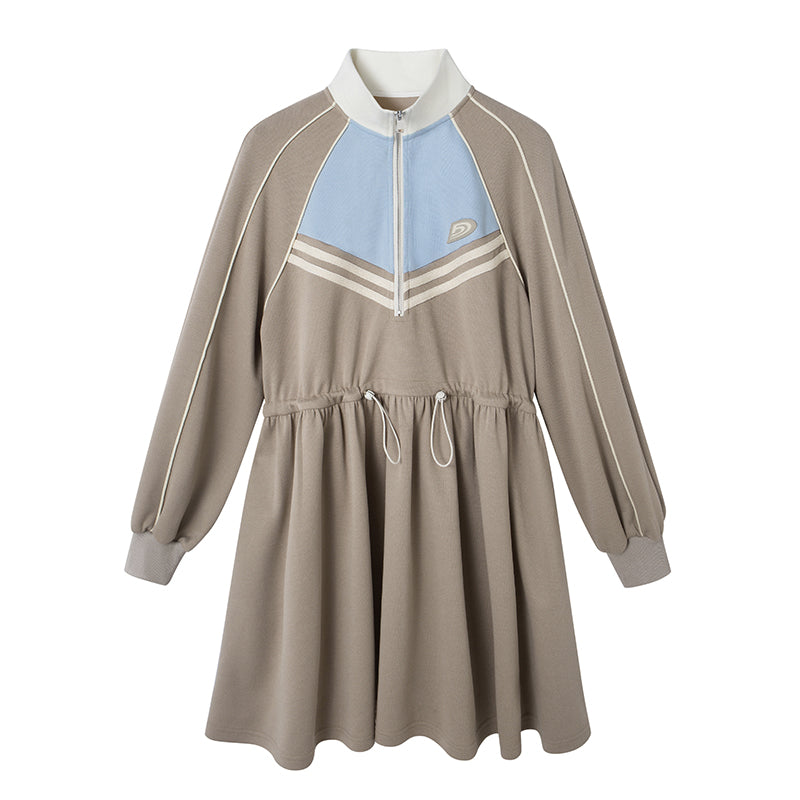 DIDDI MODA Color Block Sporty Sleeve Dress