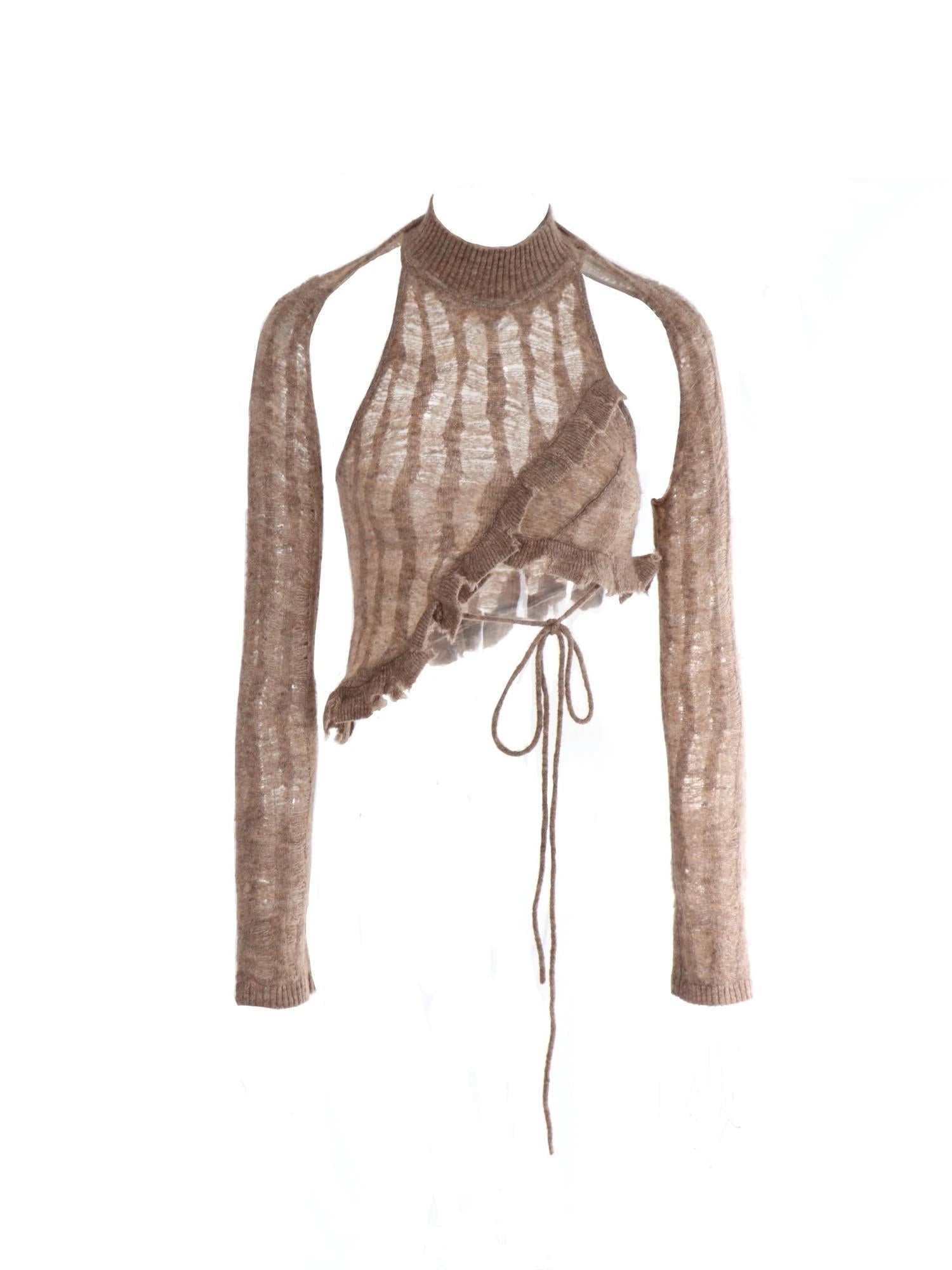 Tricolor Wool Knitted Hollow Top