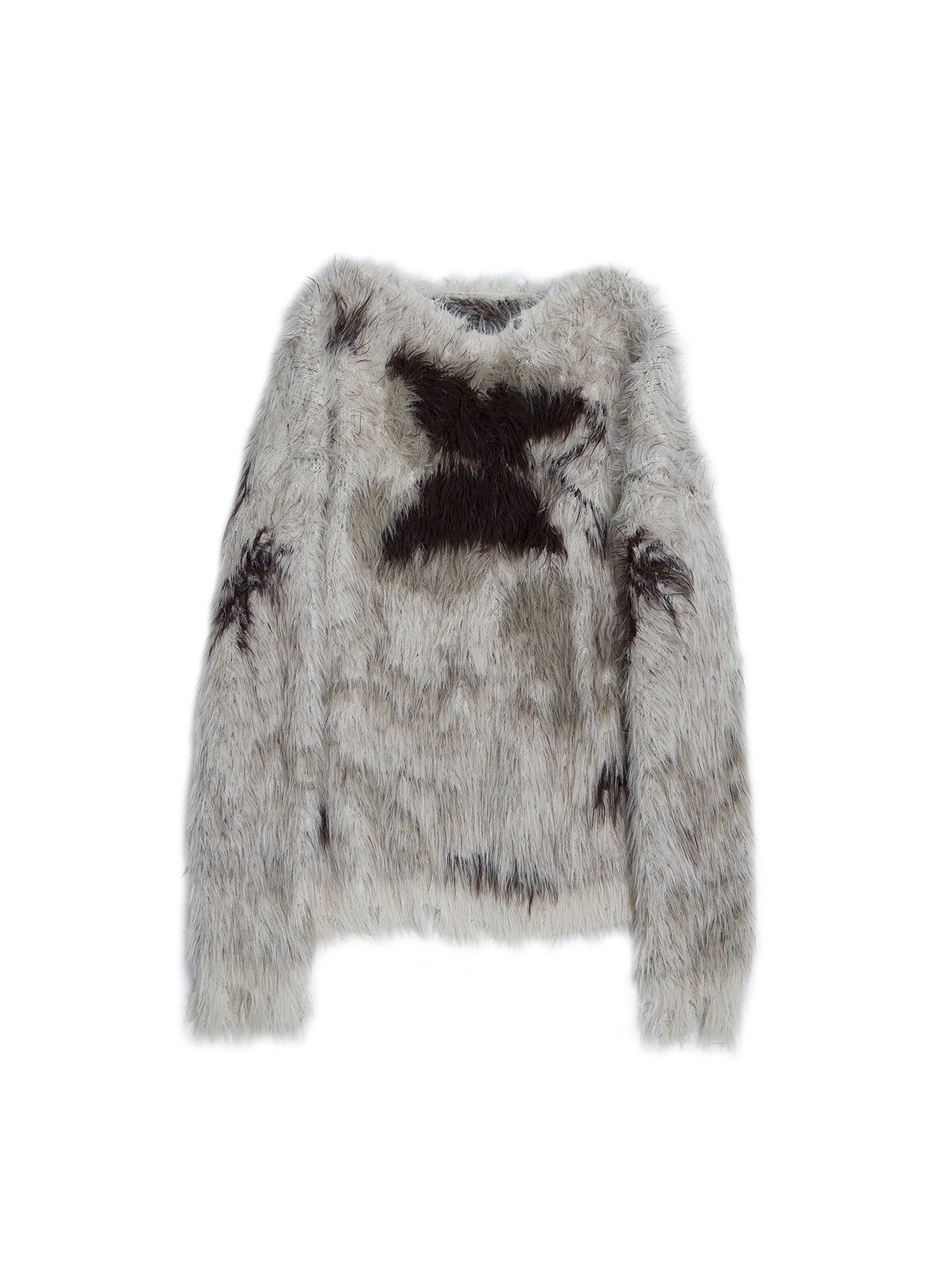Vintage Jacquard Faux Fur Lazy Knit Sweater