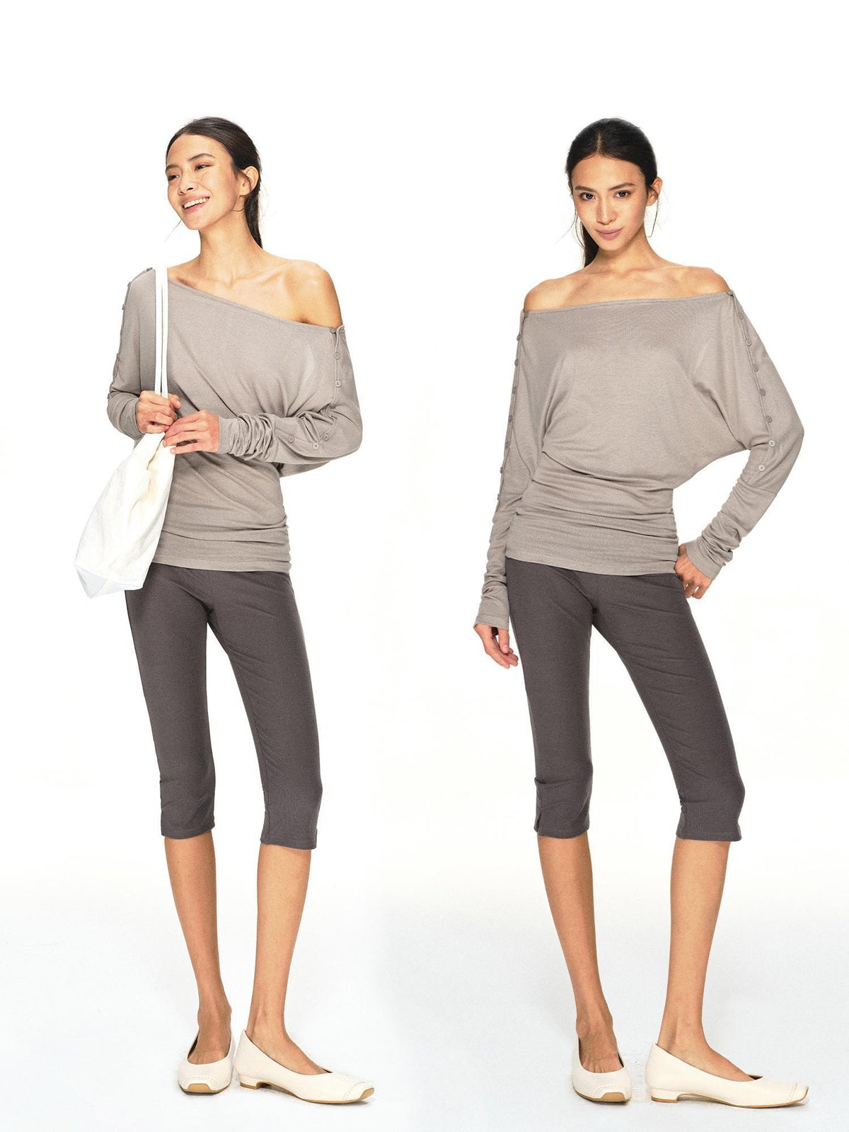 kvkv Asymmetric One Shoulder Open Back Button Detail Loose Women&