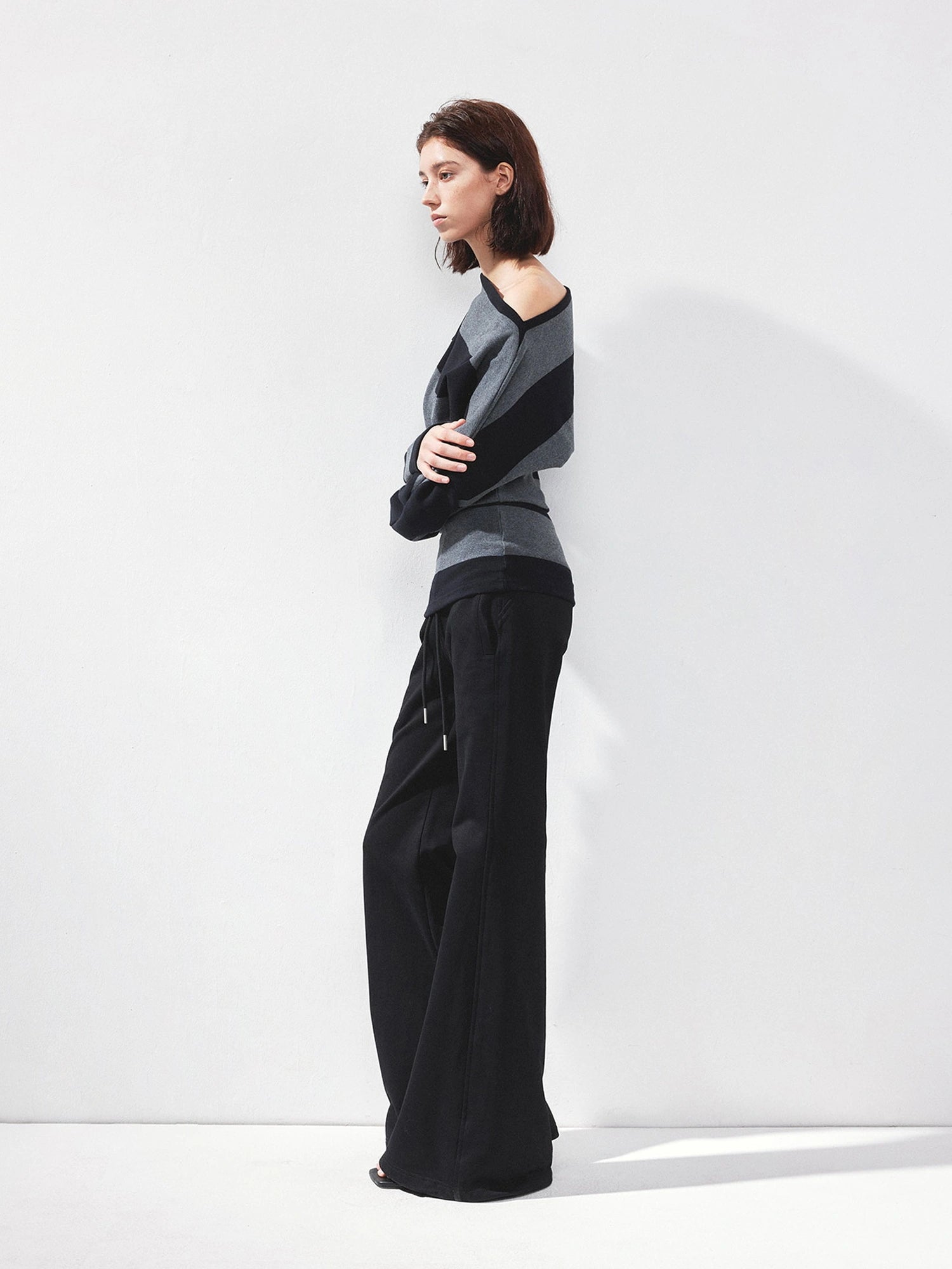 Asymmetric Striped Off Shoulder Top