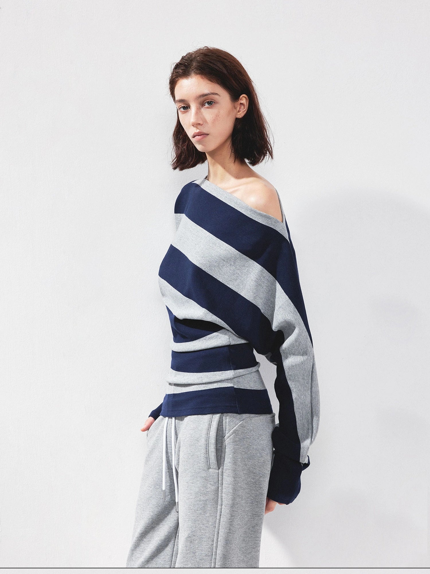 kvkv Asymmetrical Striped Cotton Modal Top