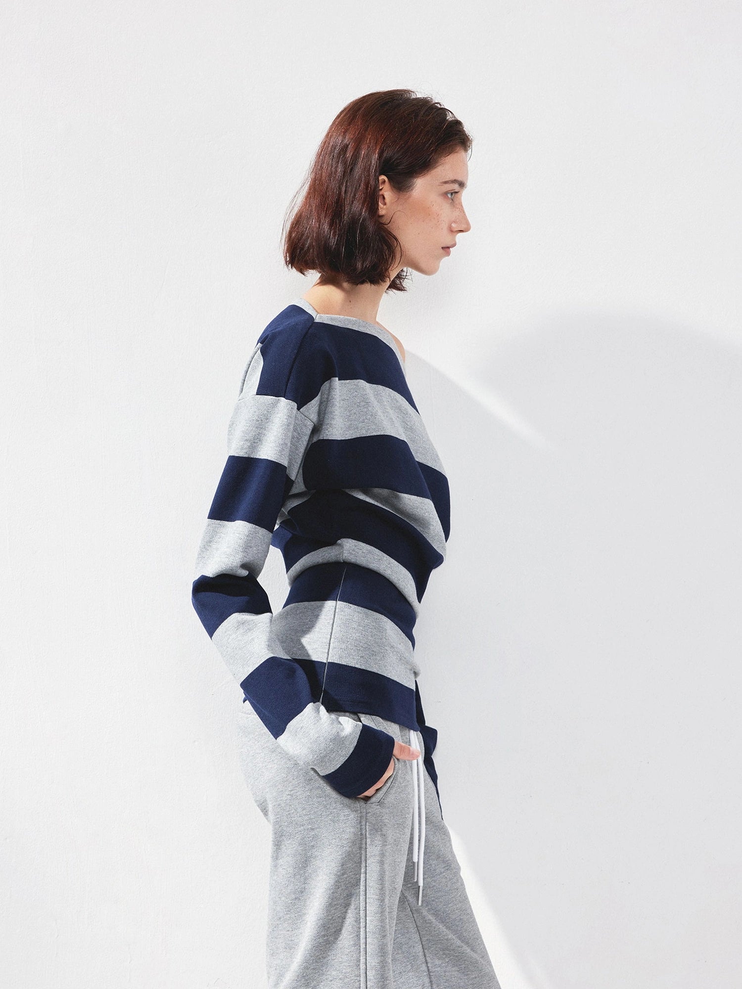 kvkv Asymmetrical Striped Cotton Modal Top