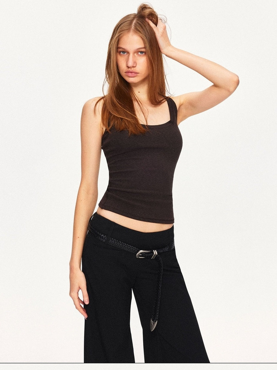 kvkv Bamboo Slub Cotton Slim Fit U Neck Cropped Women Yoga Activewear Tank Tops