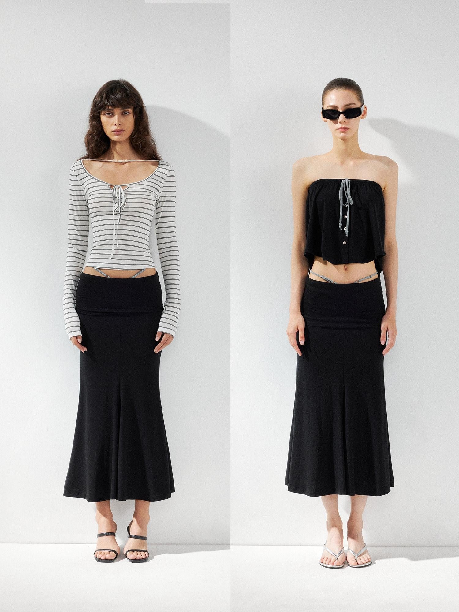 kvkv Black Convertible Foldover Mid Waist Women&