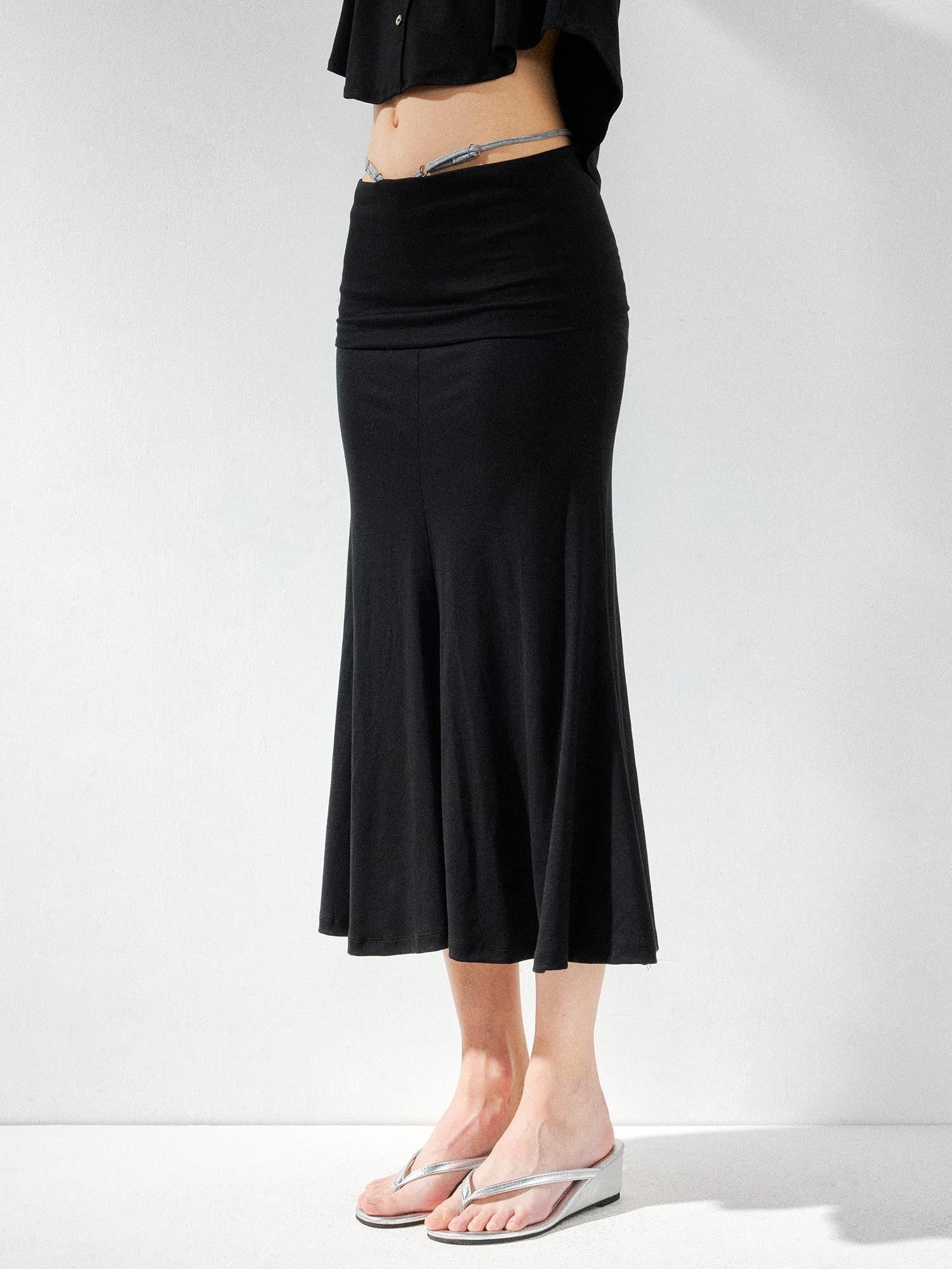 kvkv Black Convertible Foldover Mid Waist Women&