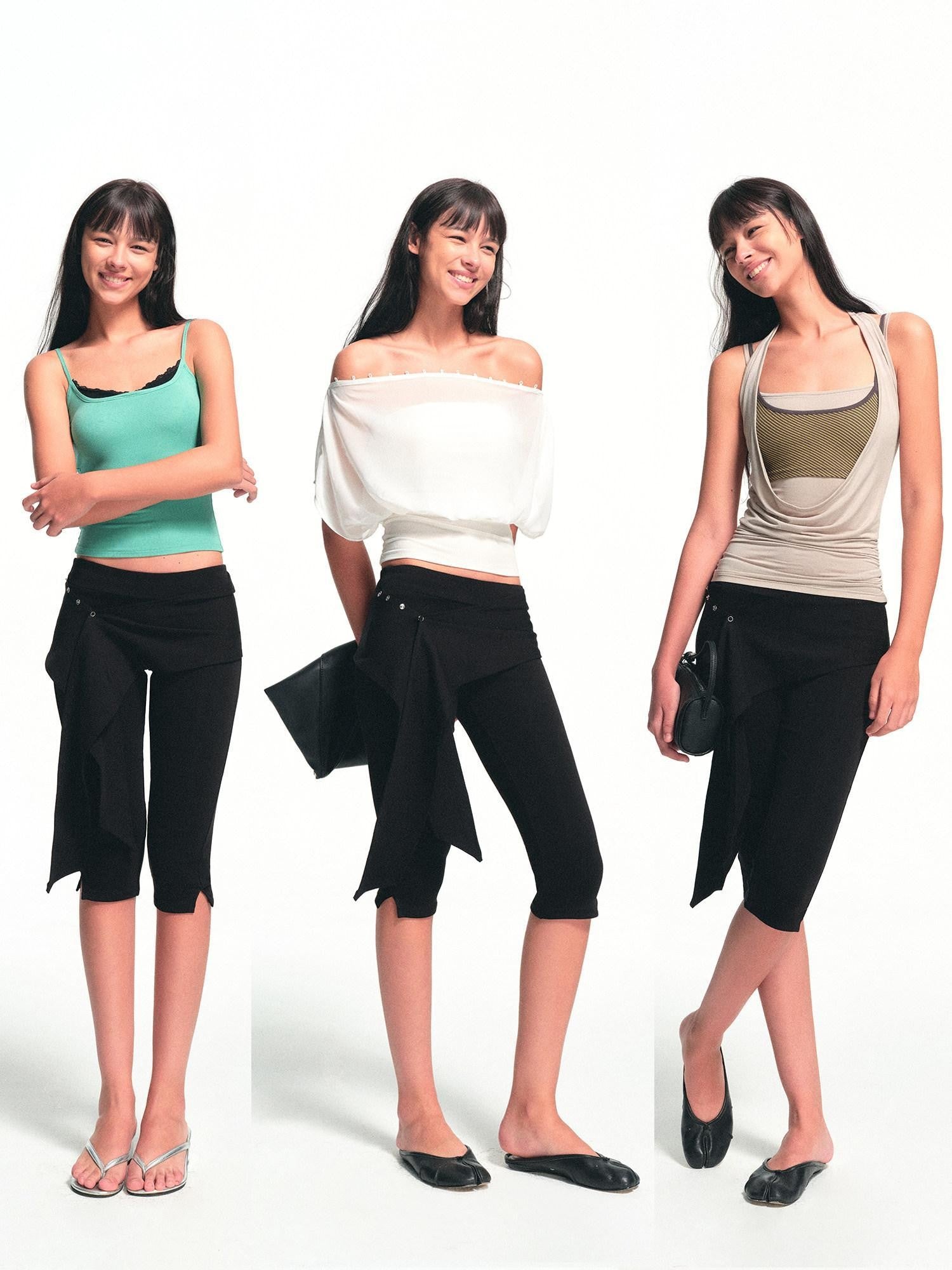 kvkv Black Detachable Hip Cover Tie Skirt Women&