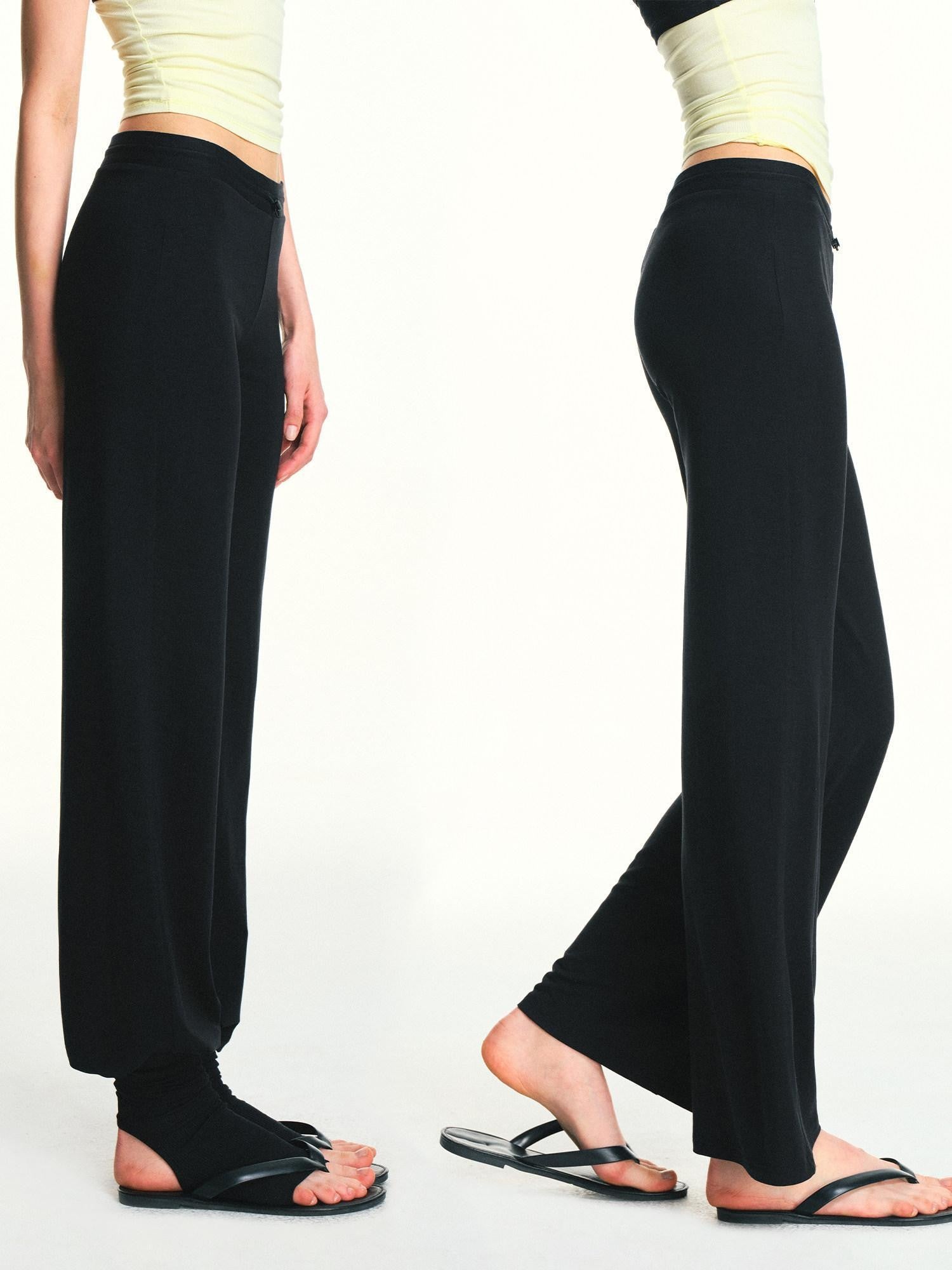 kvkv Black Drawstring Mid Low Rise Detachable Stirrup Drapey Women&