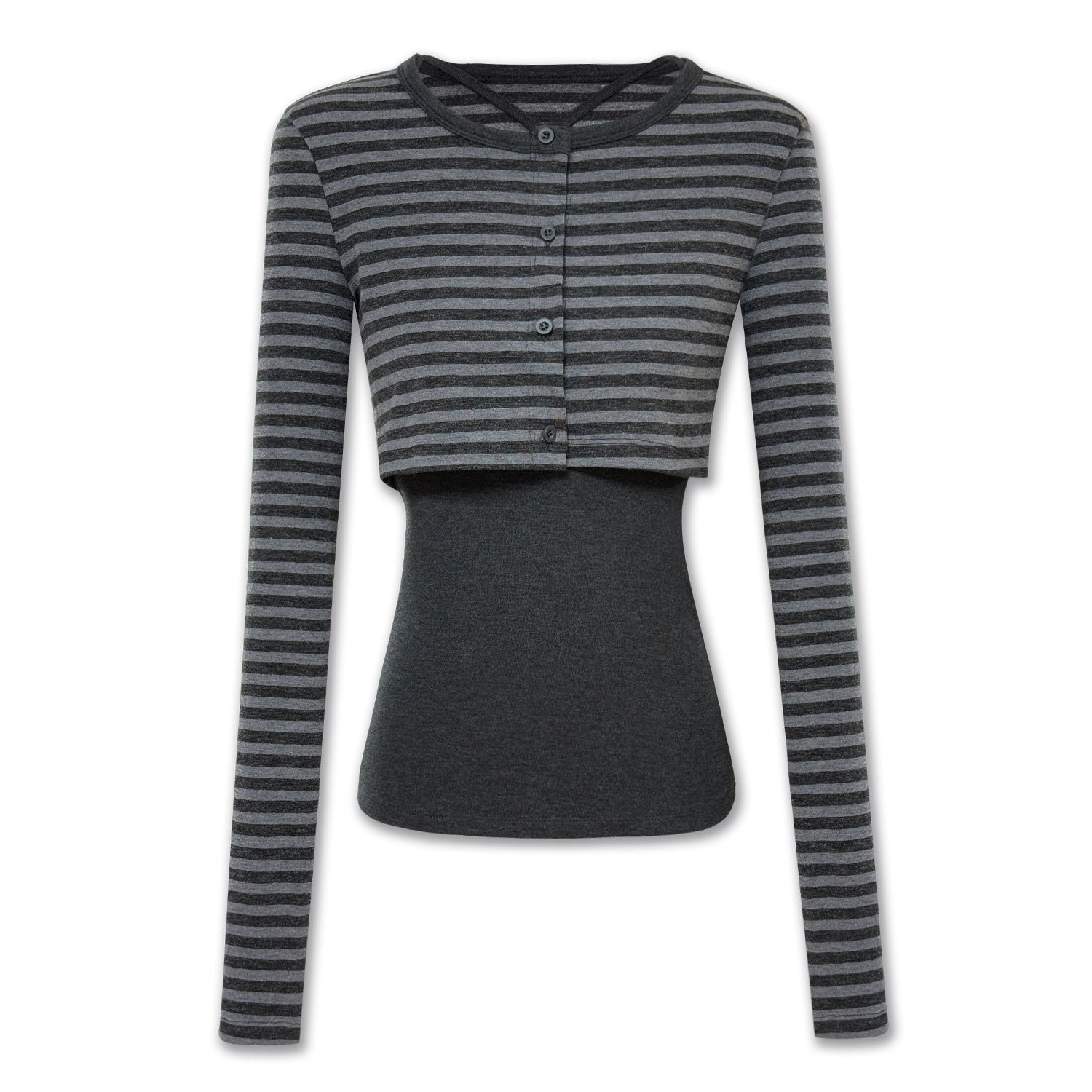 kvkv_Black_Grey_Striped_Contrast_Slim_Women&