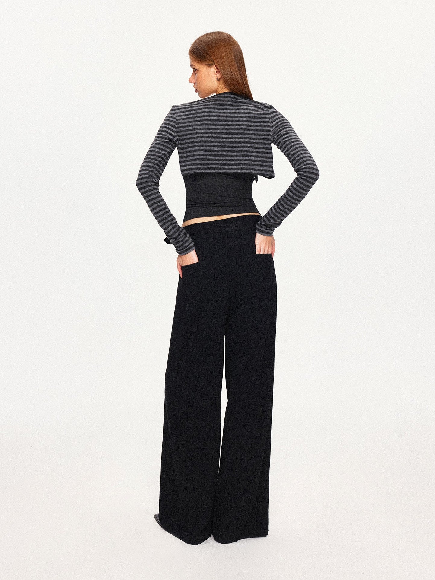 kvkv Black Grey Striped Contrast Slim Women&